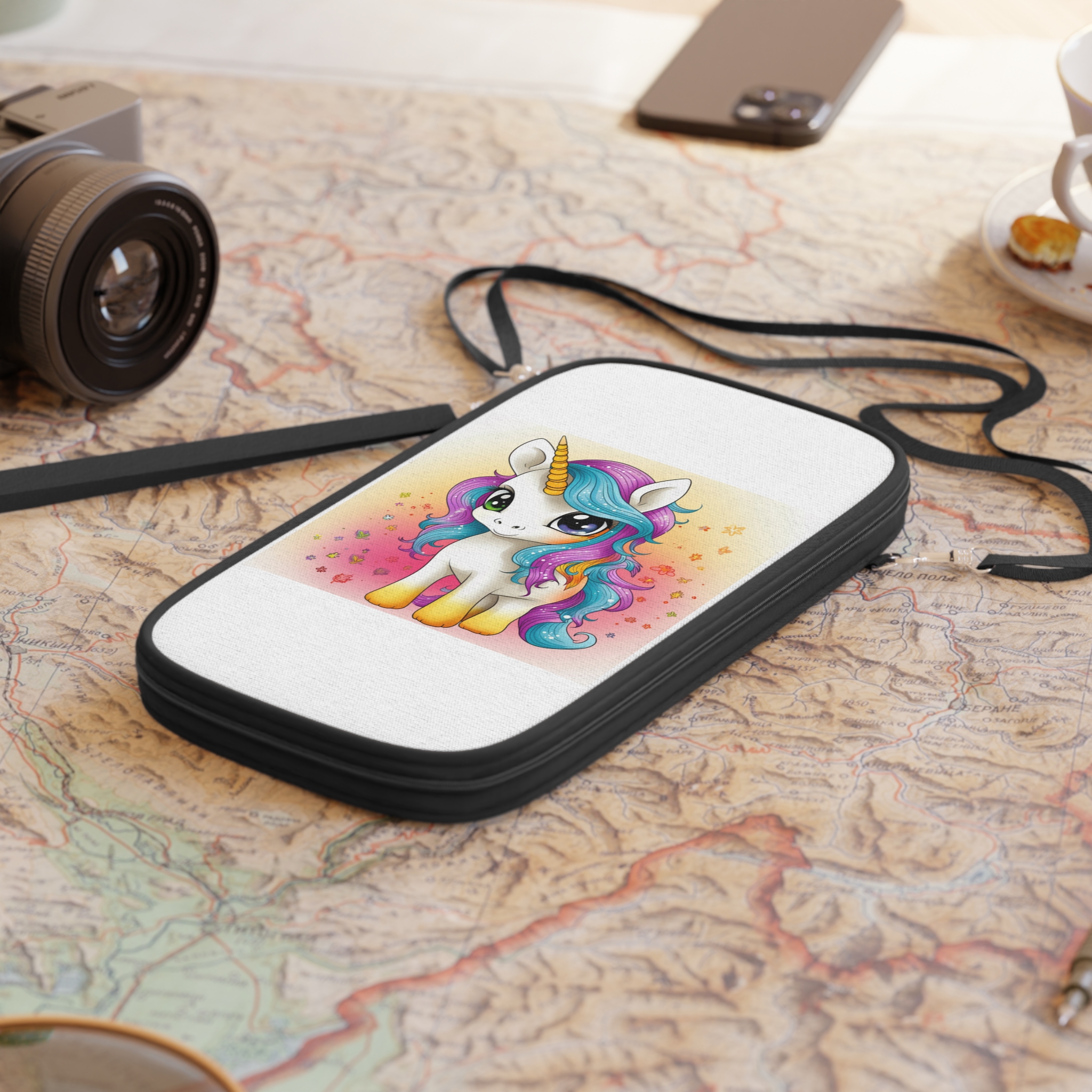 Close Up Cartoon Unicorn With Colorful Mane Generative Ai Passport Wallet - Image 4
