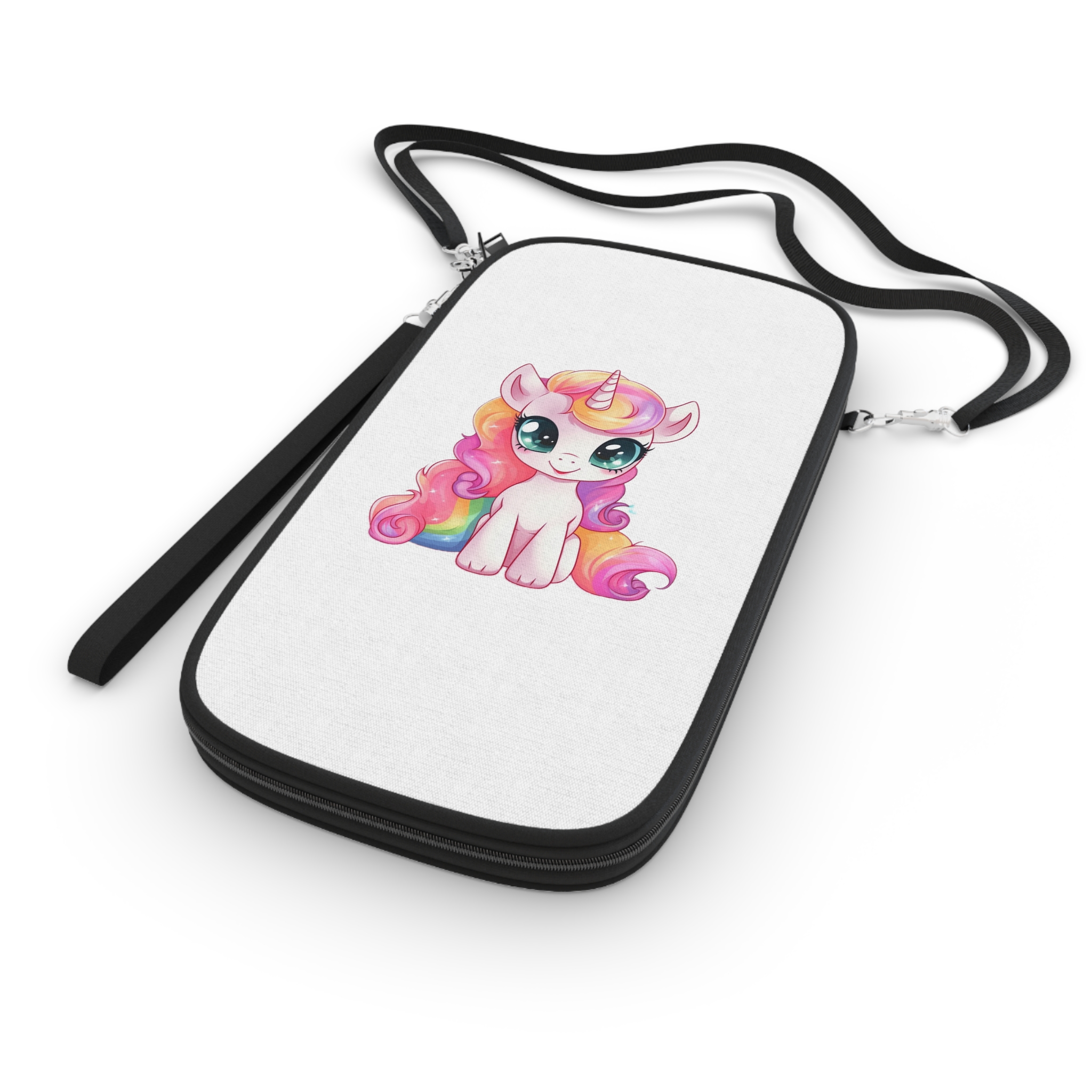 Cartoon Unicorn With Pink Hair Rainbow Mane Sitting Ground Generative Ai Passport Wallet - Image 3