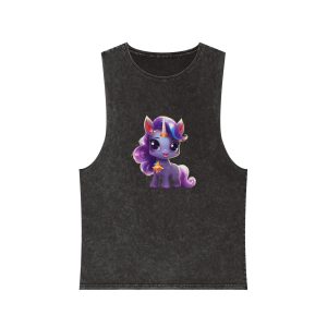 Beautiful Cute Baby Unicorn (6) Unisex Stonewash Tank Top