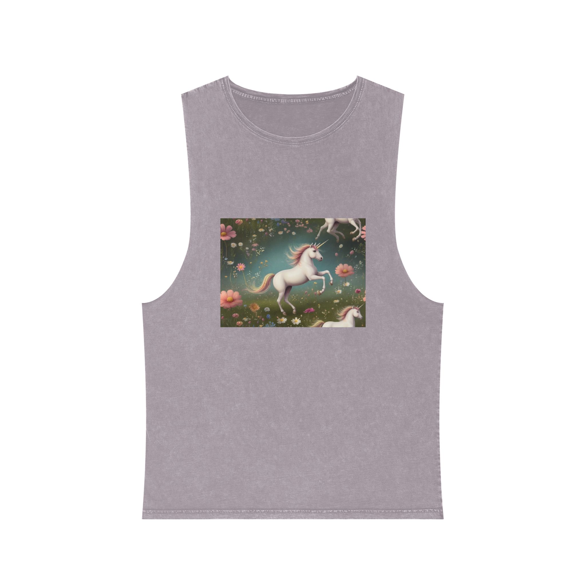 Beautiful Unicorn Running Magical Meadow Unicorn Background Images Whimsical Unicorn (13) Unisex Stonewash Tank Top - Image 17