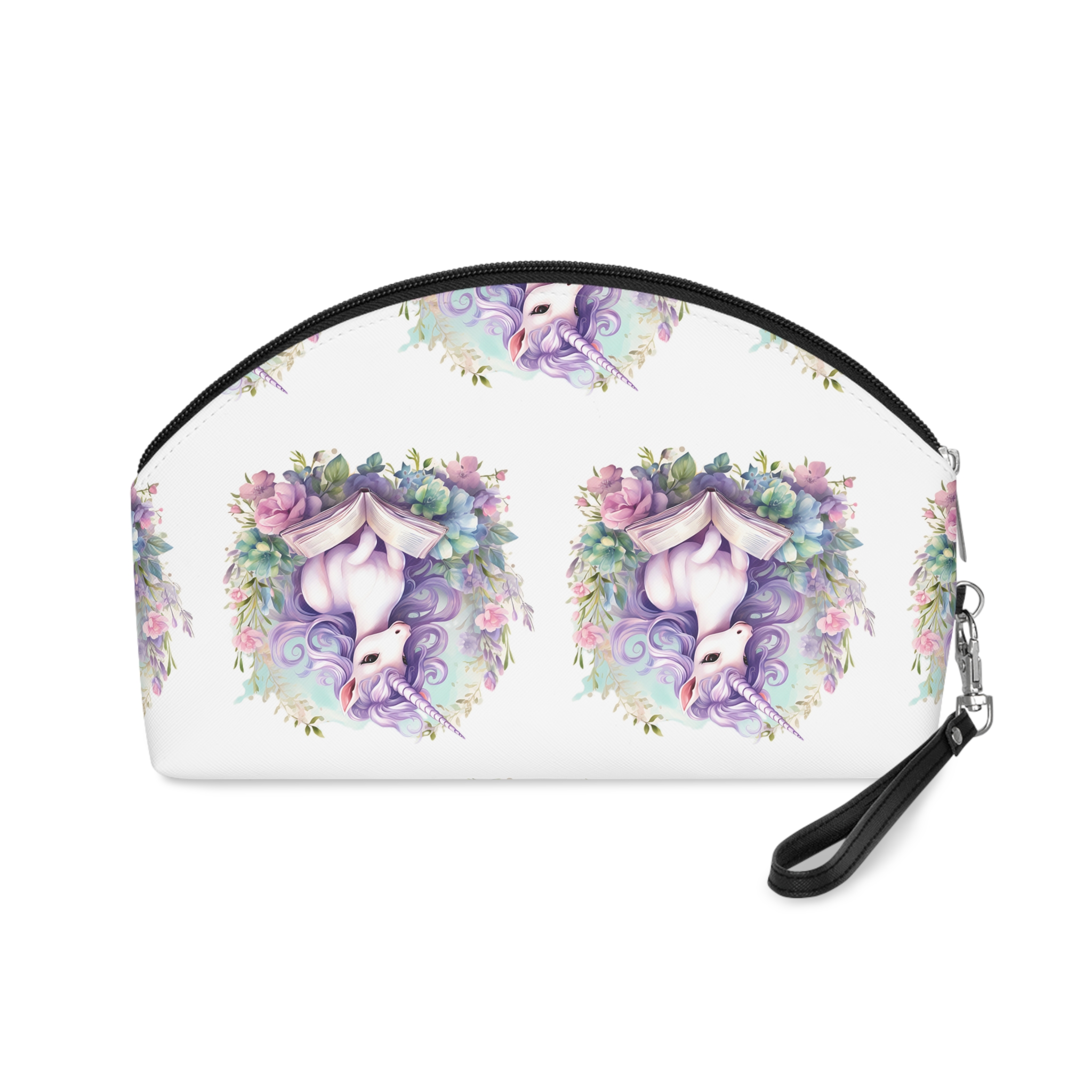 Watercolor Cozy Reading Book Set Hidden Realm Unicorns Fluffy Clipart Tshirt Isolated (1) Makeup Bag - Image 2