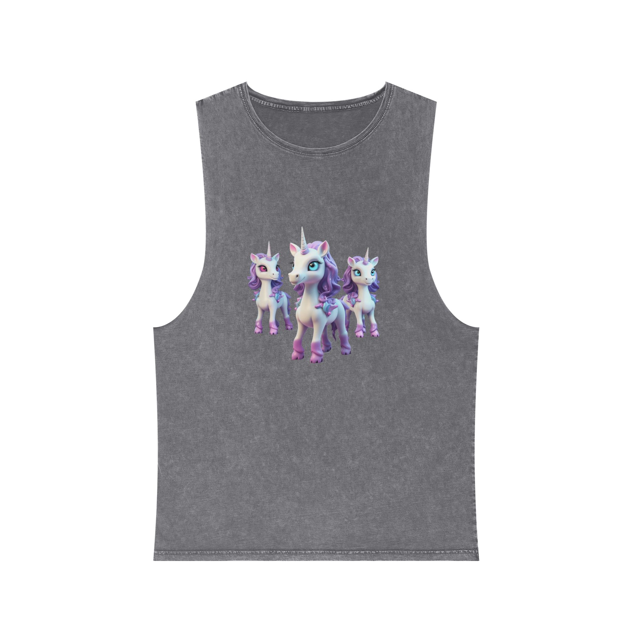 Mythical Unicorn Kids Figurine Style (2) Unisex Stonewash Tank Top - Image 9