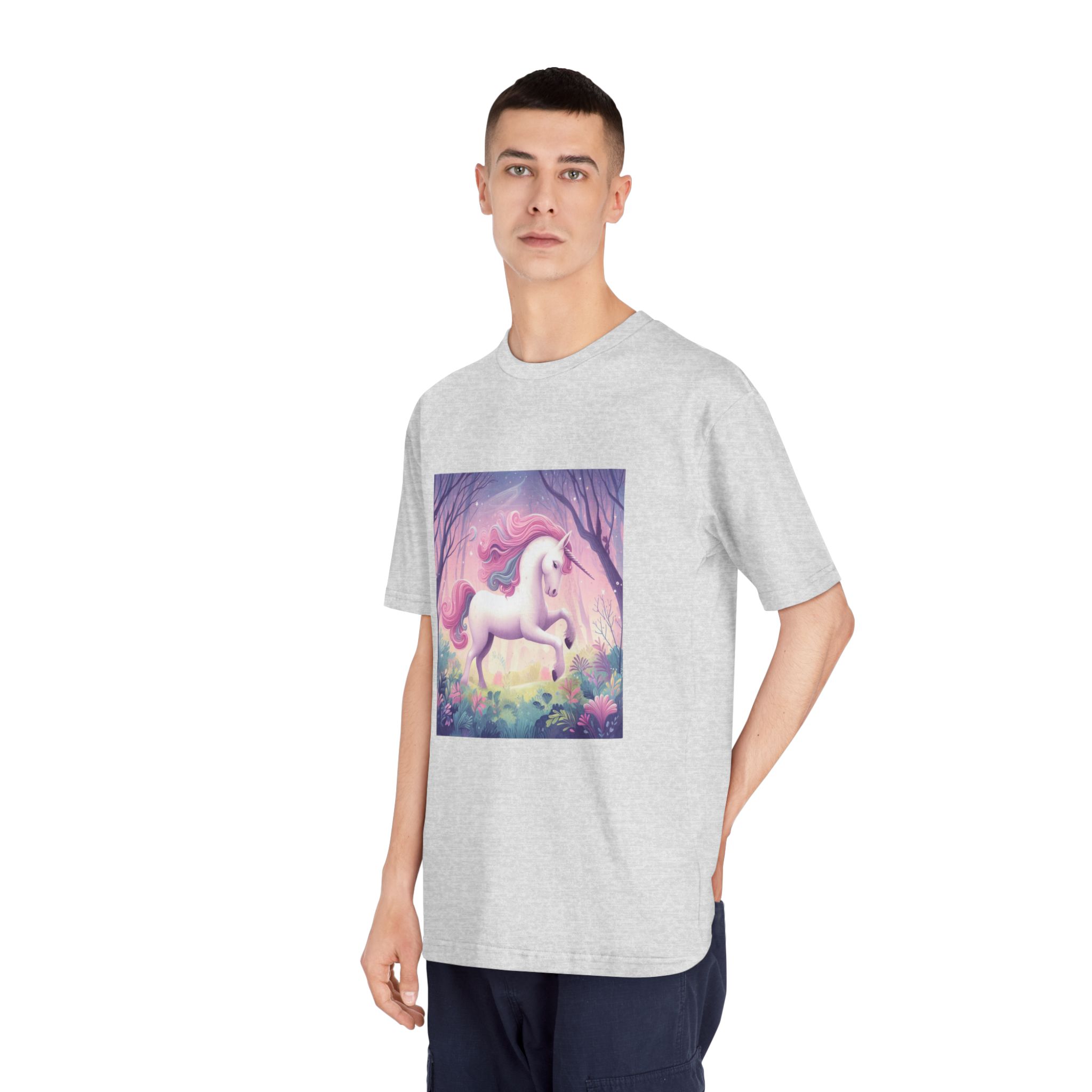 Beautiful Unicorn Running Magical Meadow Unicorn Background Images Whimsical Unicorn (25) Unisex Classic Crewneck T Shirt - Image 16