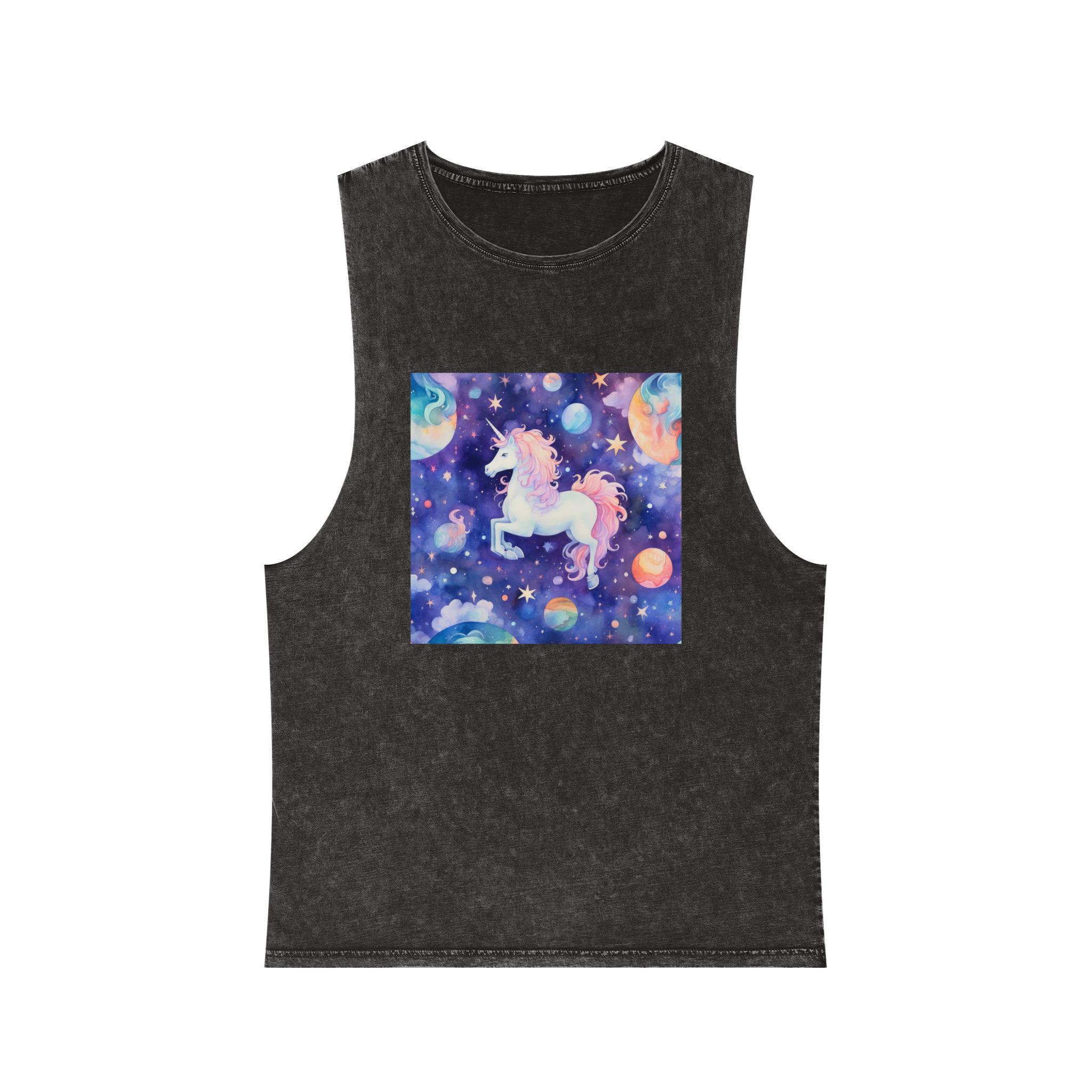There Is Unicorn That Is Flying Through Sky Generative Ai Unisex Stonewash Tank Top