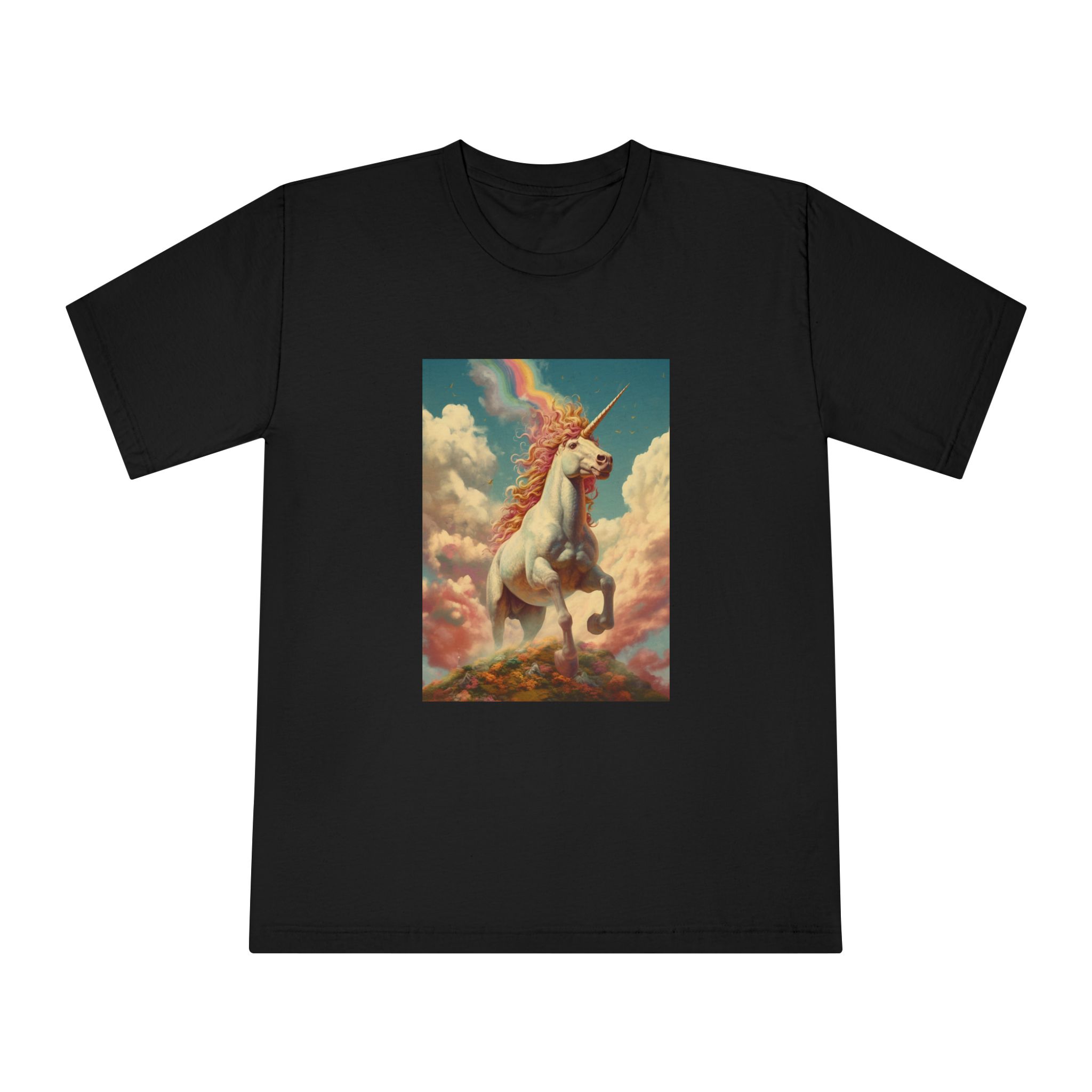 Painting Unicorn With Rainbow Sky Generative Ai Unisex Classic Crewneck T Shirt - Image 5