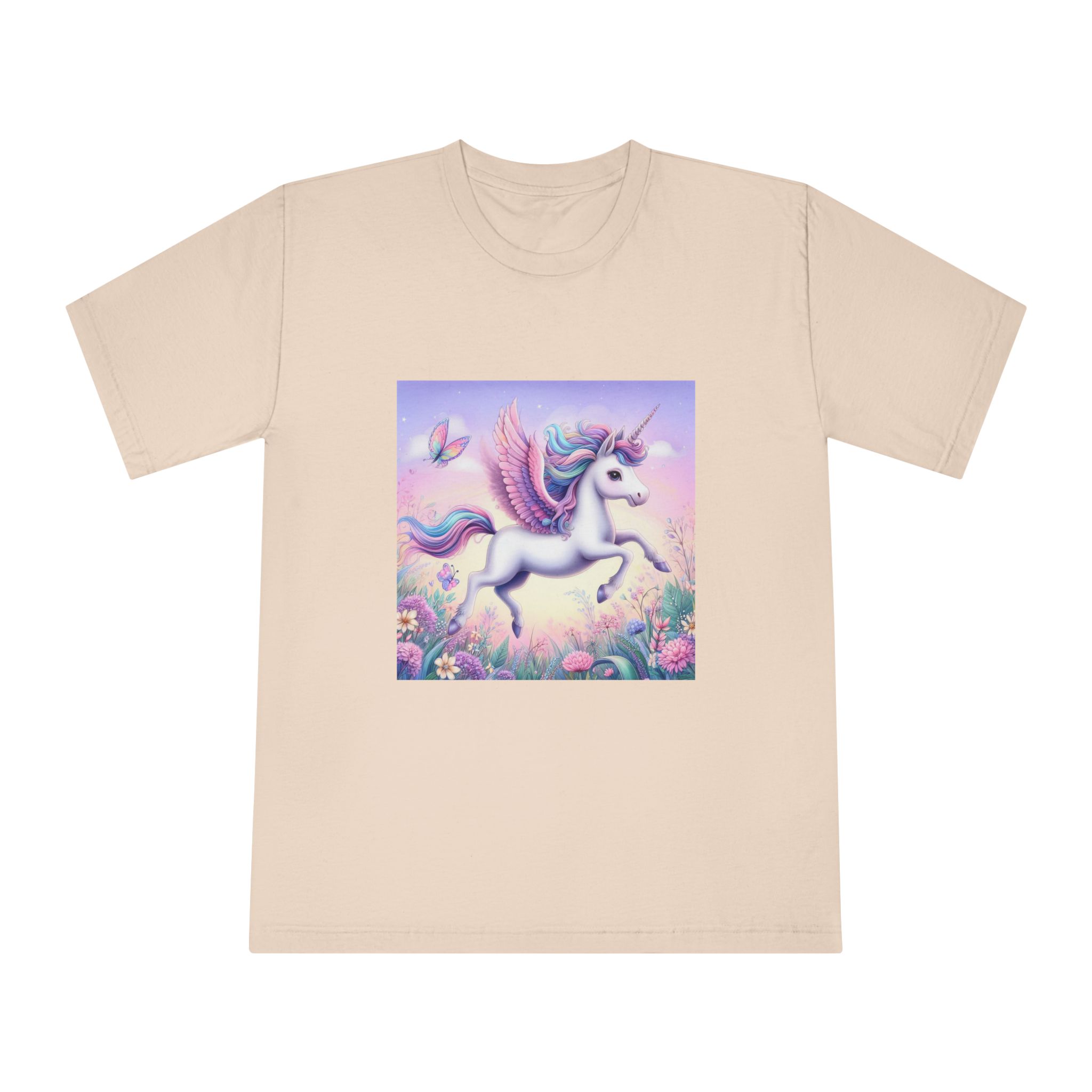 Beautiful Unicorn Running Magical Meadow Unicorn Background Images Whimsical Unicorn (41) Unisex Classic Crewneck T Shirt - Image 9