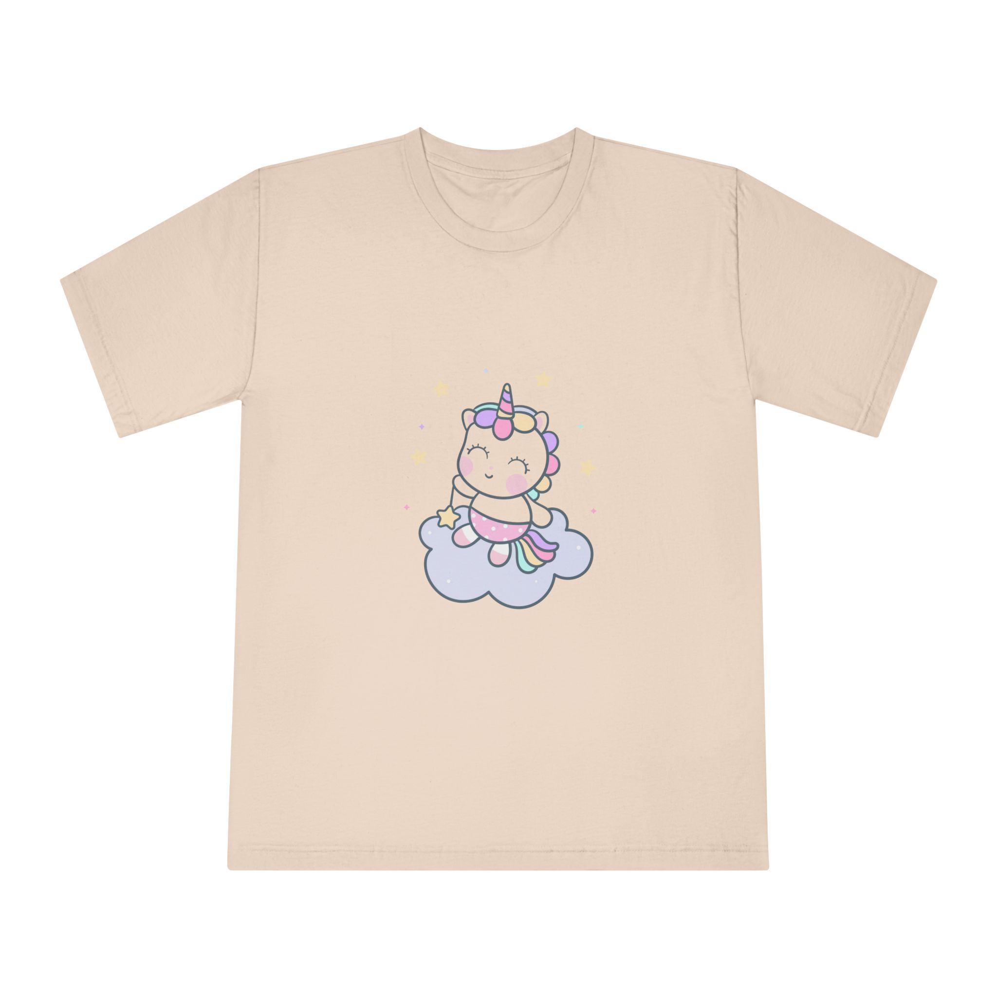 Hand Drawn Kawaii Unicorn Vector Cloud Unisex Classic Crewneck T Shirt - Image 9