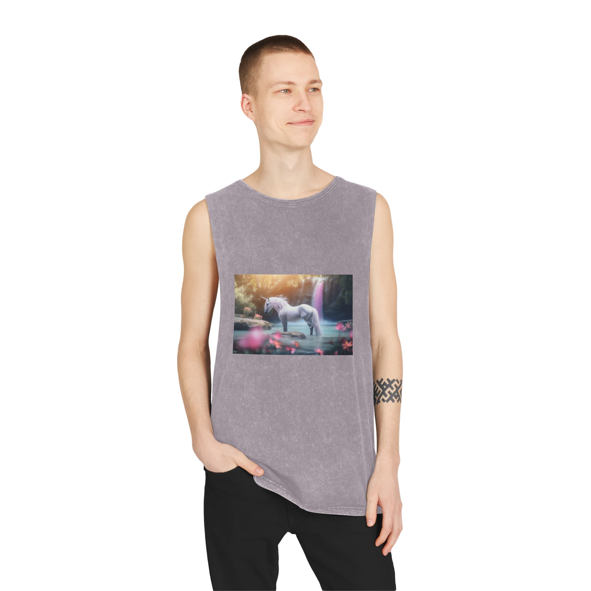 Magical Mythical Unicorn Creature Fantasy Unisex Stonewash Tank Top - Image 19