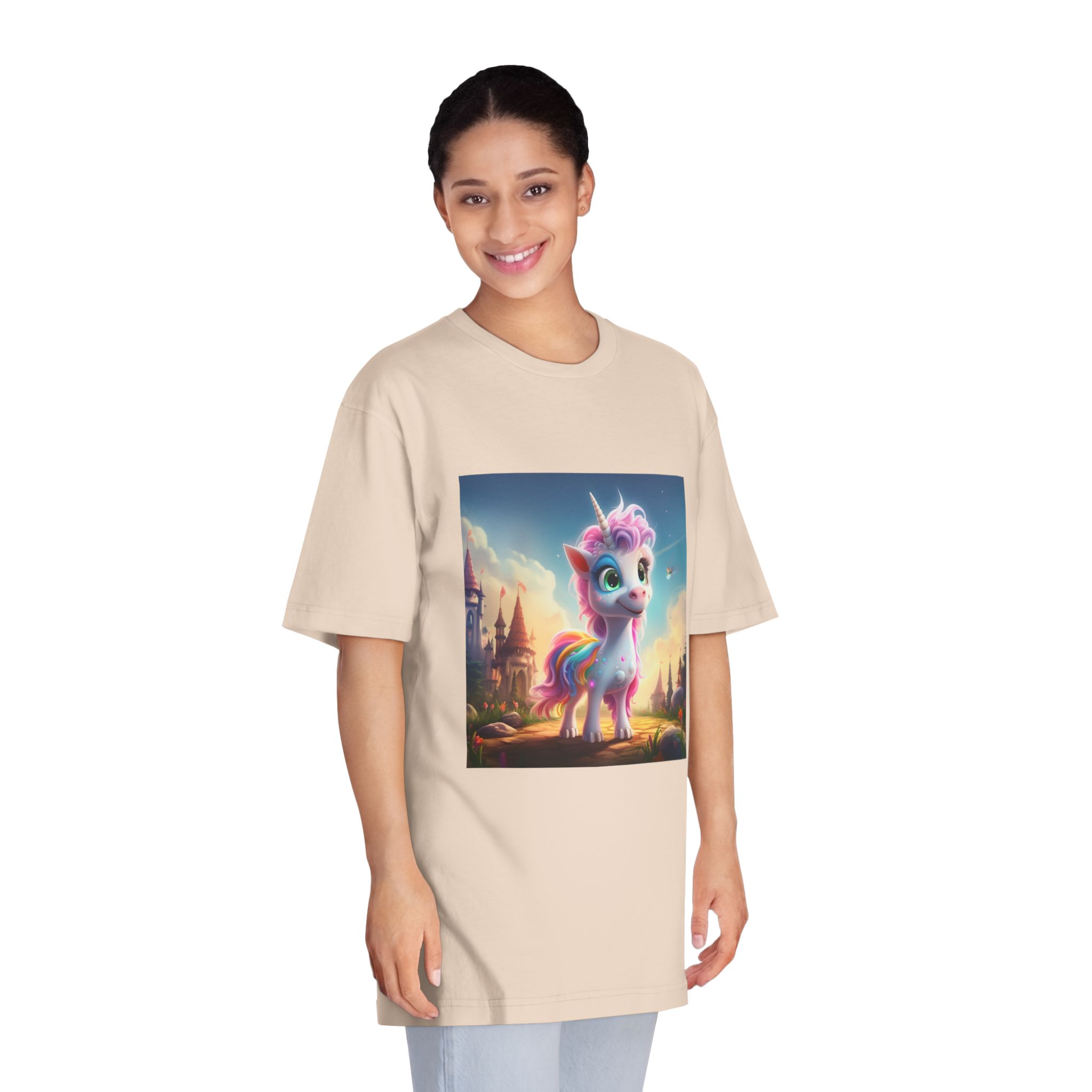 Unicorn Standing Rock Front Castle Generative Ai Unisex Classic Crewneck T Shirt - Image 11