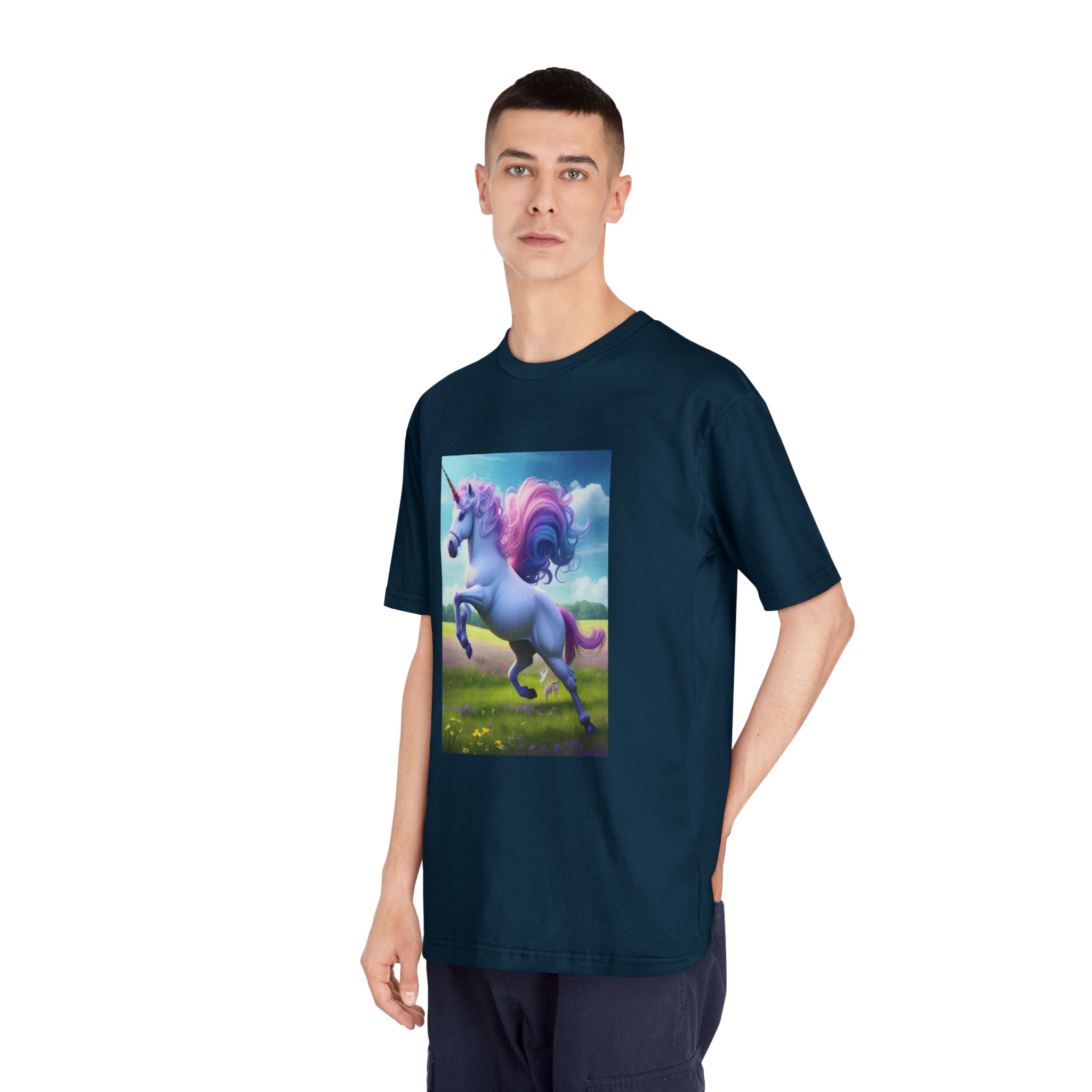 Beautiful Unicorn Running Magical Meadow Unicorn Background Images Whimsical Unicorn (37) Unisex Classic Crewneck T Shirt - Image 20