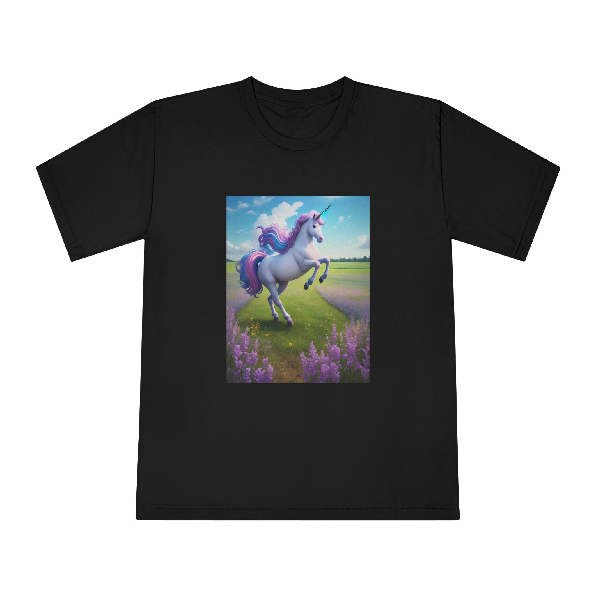 Beautiful Unicorn Running Magical Meadow Unicorn Background Images Whimsical Unicorn (72) Unisex Classic Crewneck T Shirt - Image 5