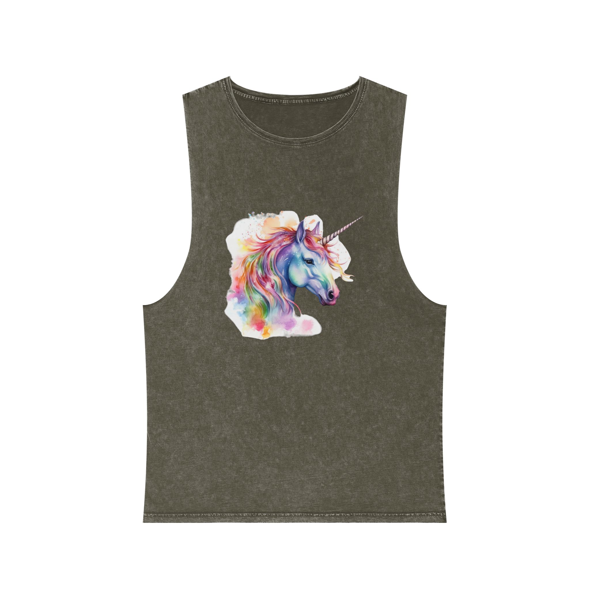 Coloful Unicorn Unisex Stonewash Tank Top - Image 5