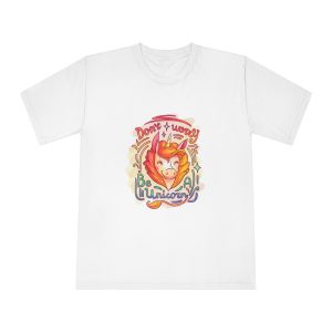 Cool Cartoon Hand Drawn Magic Horse With Lettering Worry Be Unicorn Vector Illustration Unisex Classic Crewneck T Shirt