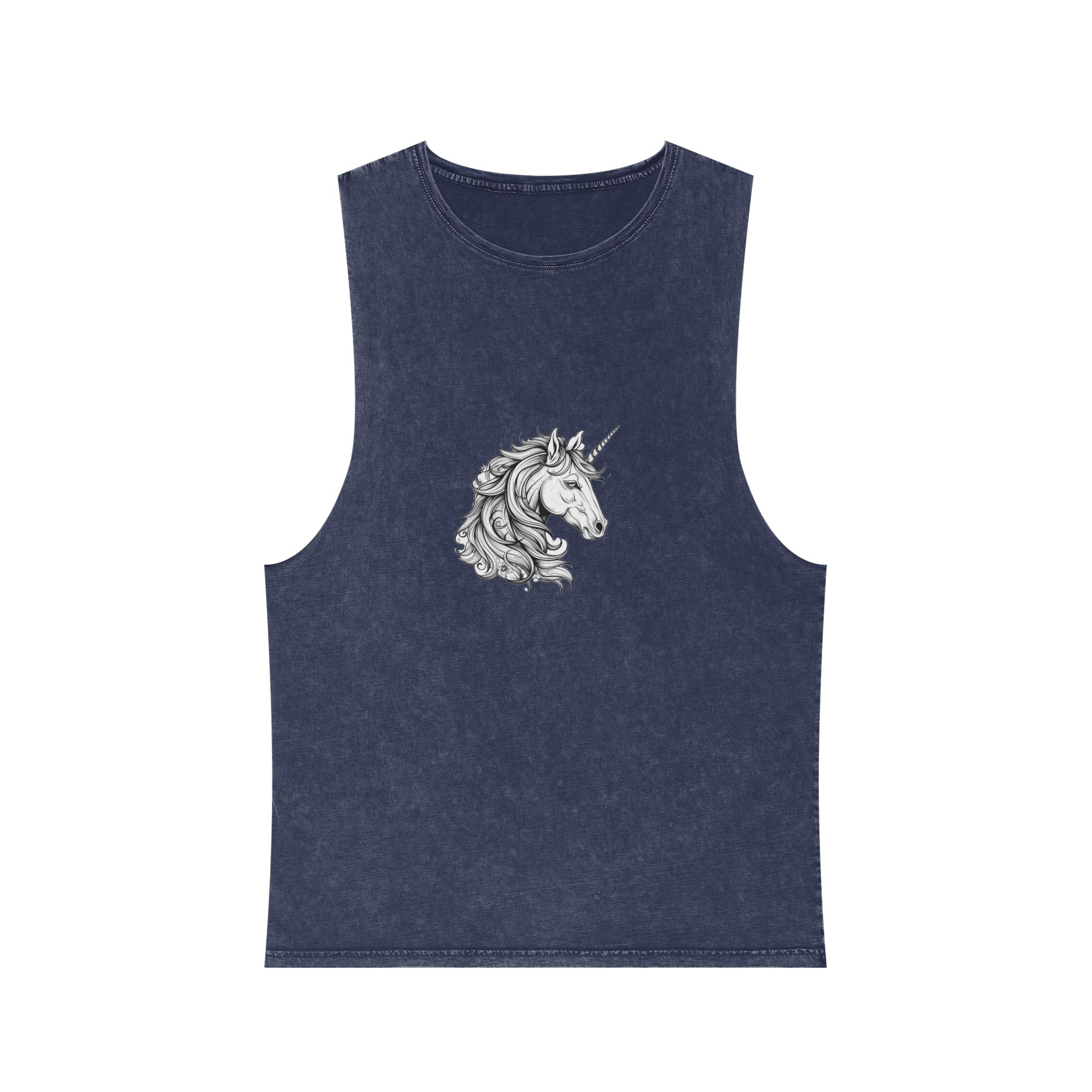 Cute Unicorn Animation Line Drawing Black White Create Greeting Cards Coloring Books Po Copy Unisex Stonewash Tank Top - Image 13
