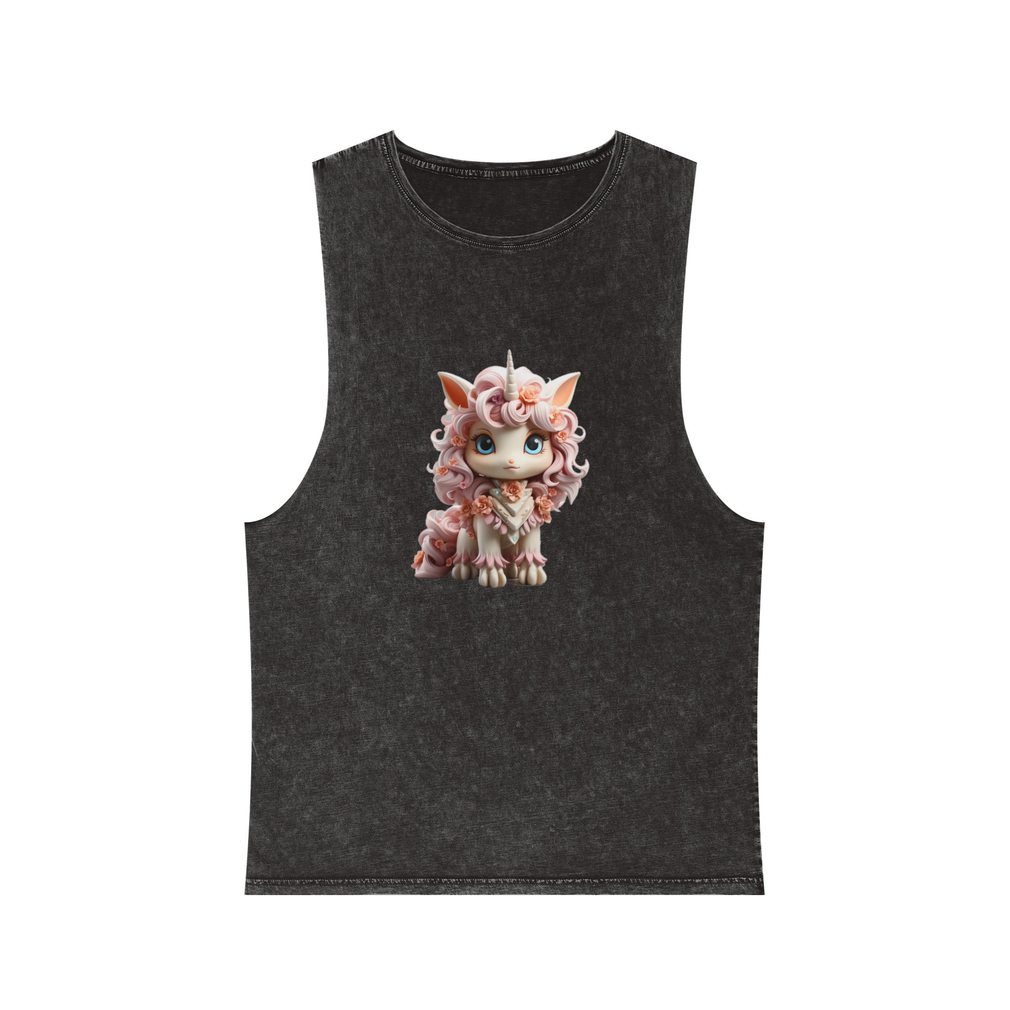 There Is Small Toy Unicorn With Pink Hair Generative Ai Unisex Stonewash Tank Top