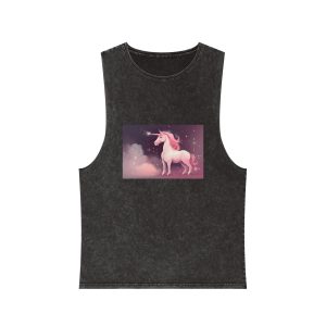 Pink Unicorn Fantastic Illustration (2) Unisex Stonewash Tank Top