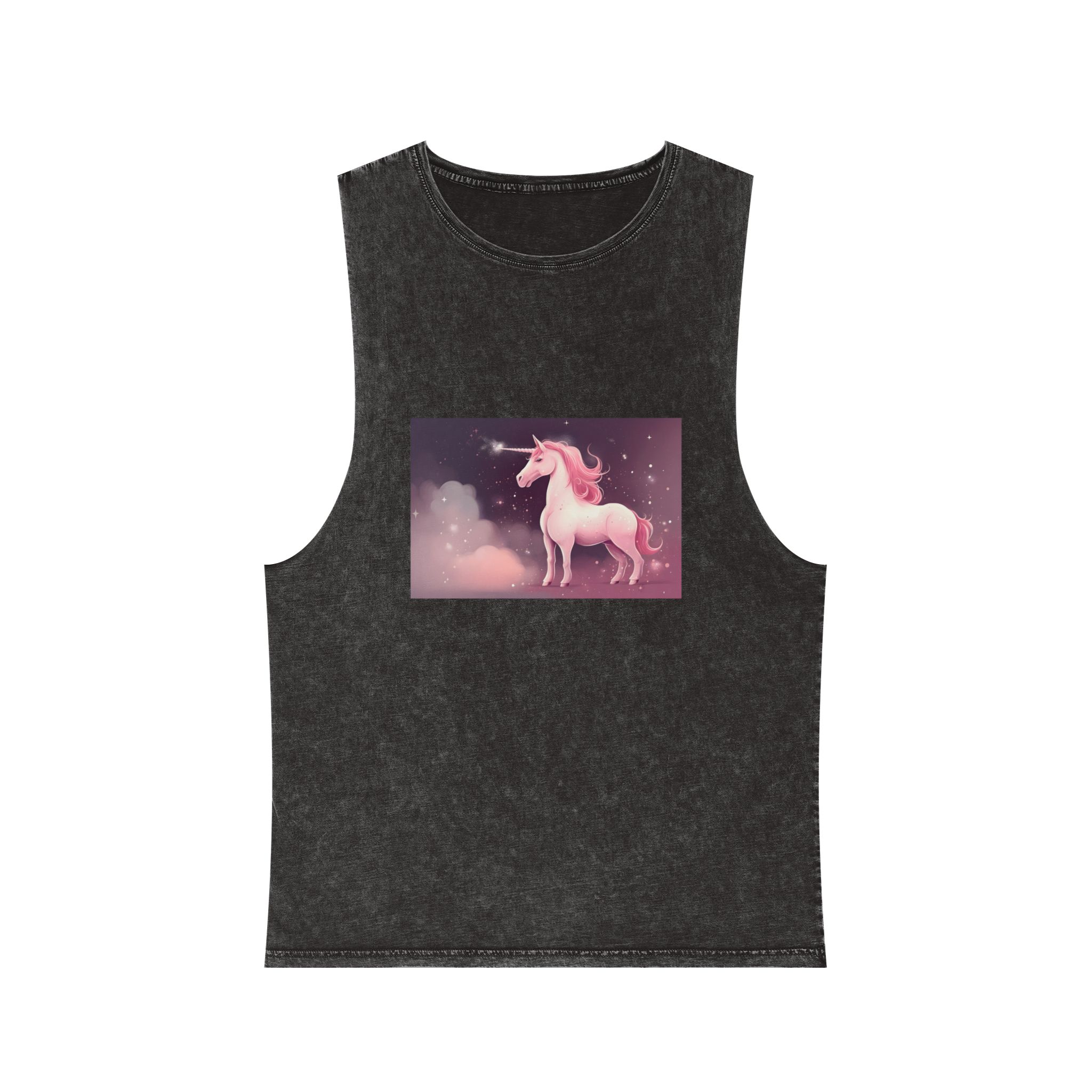 Pink Unicorn Fantastic Illustration Unisex Stonewash Tank Top