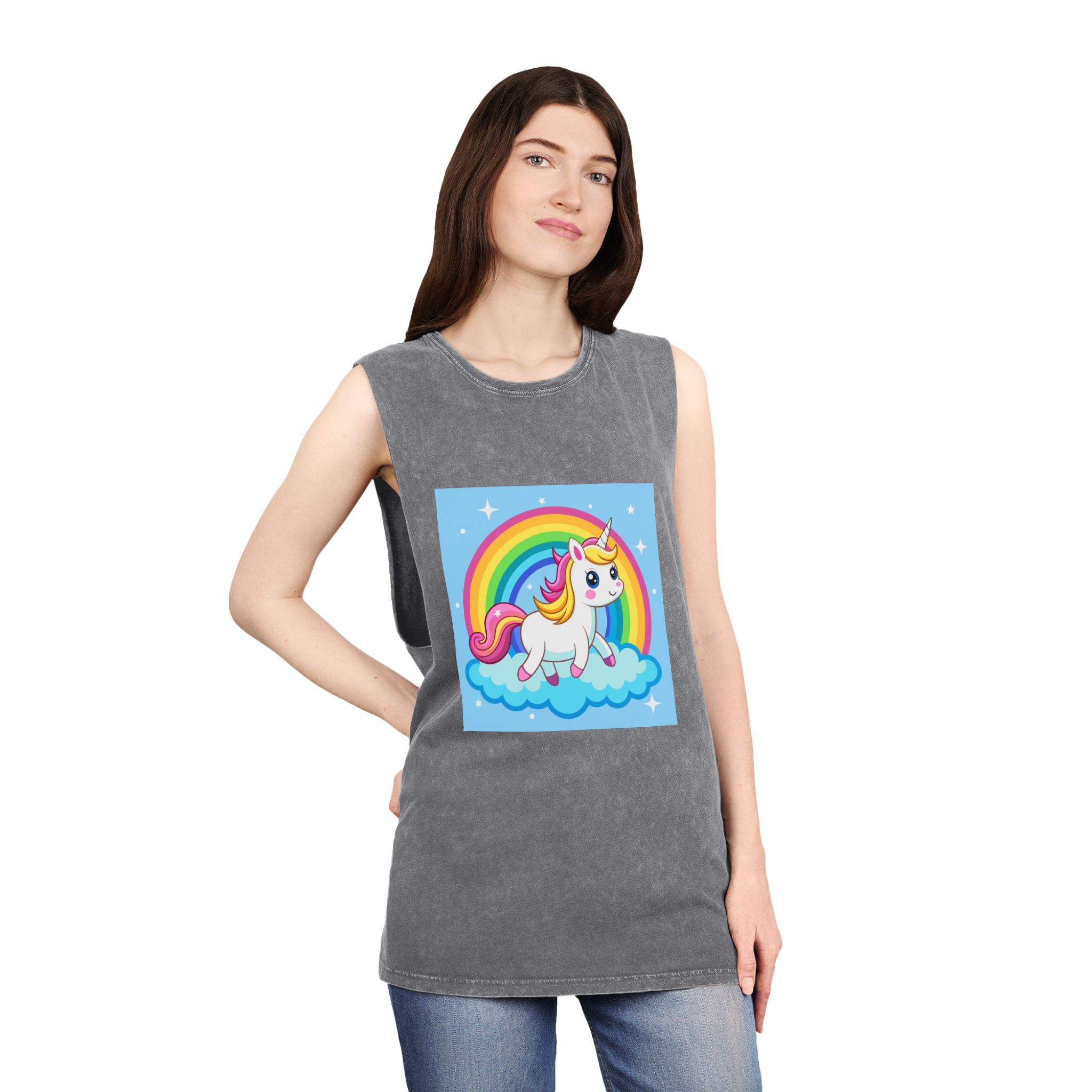 Unicorn Copia 3 Unisex Stonewash Tank Top - Image 12