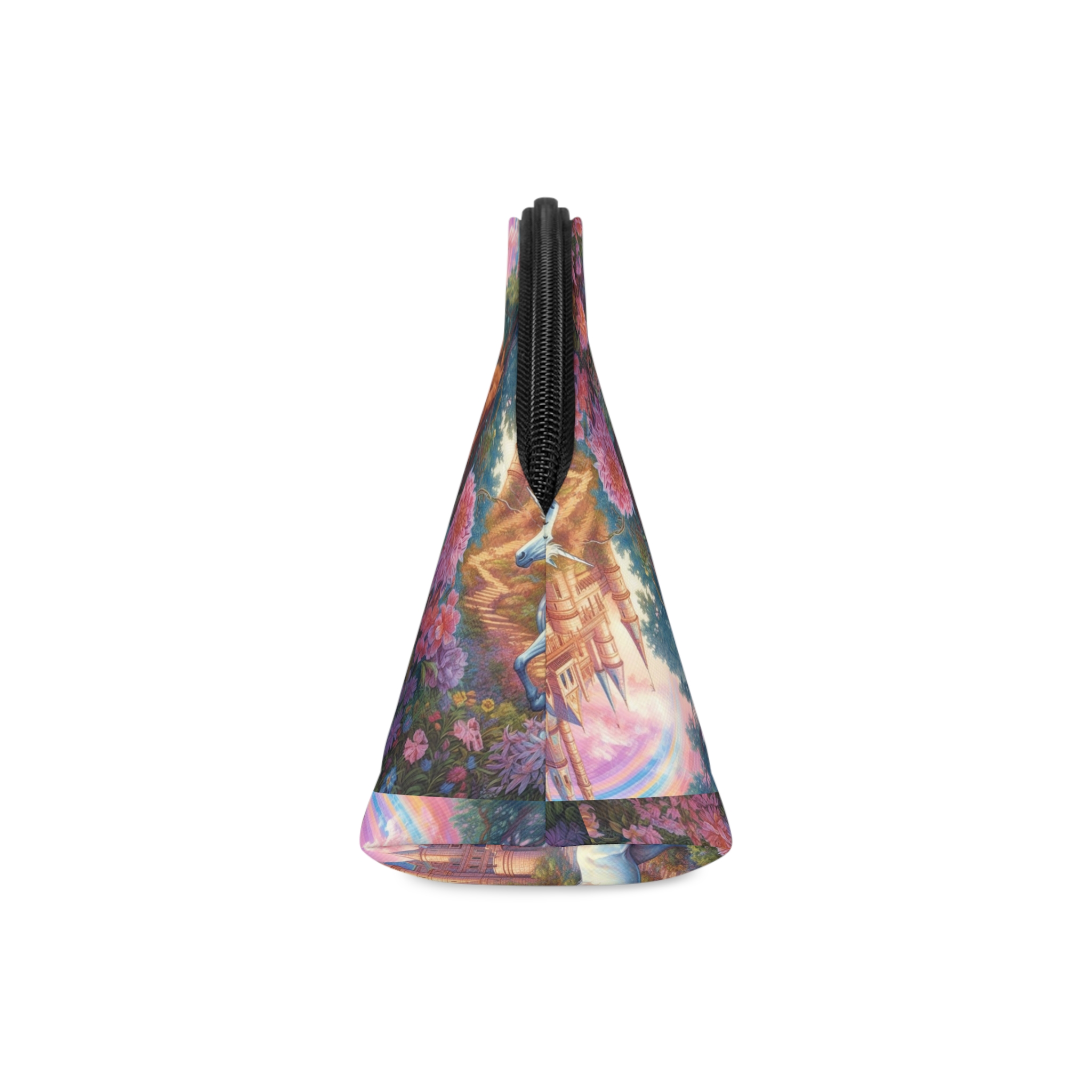 Painting Unicorn Front Castle With Rainbow Generative Ai Makeup Bag - Image 4