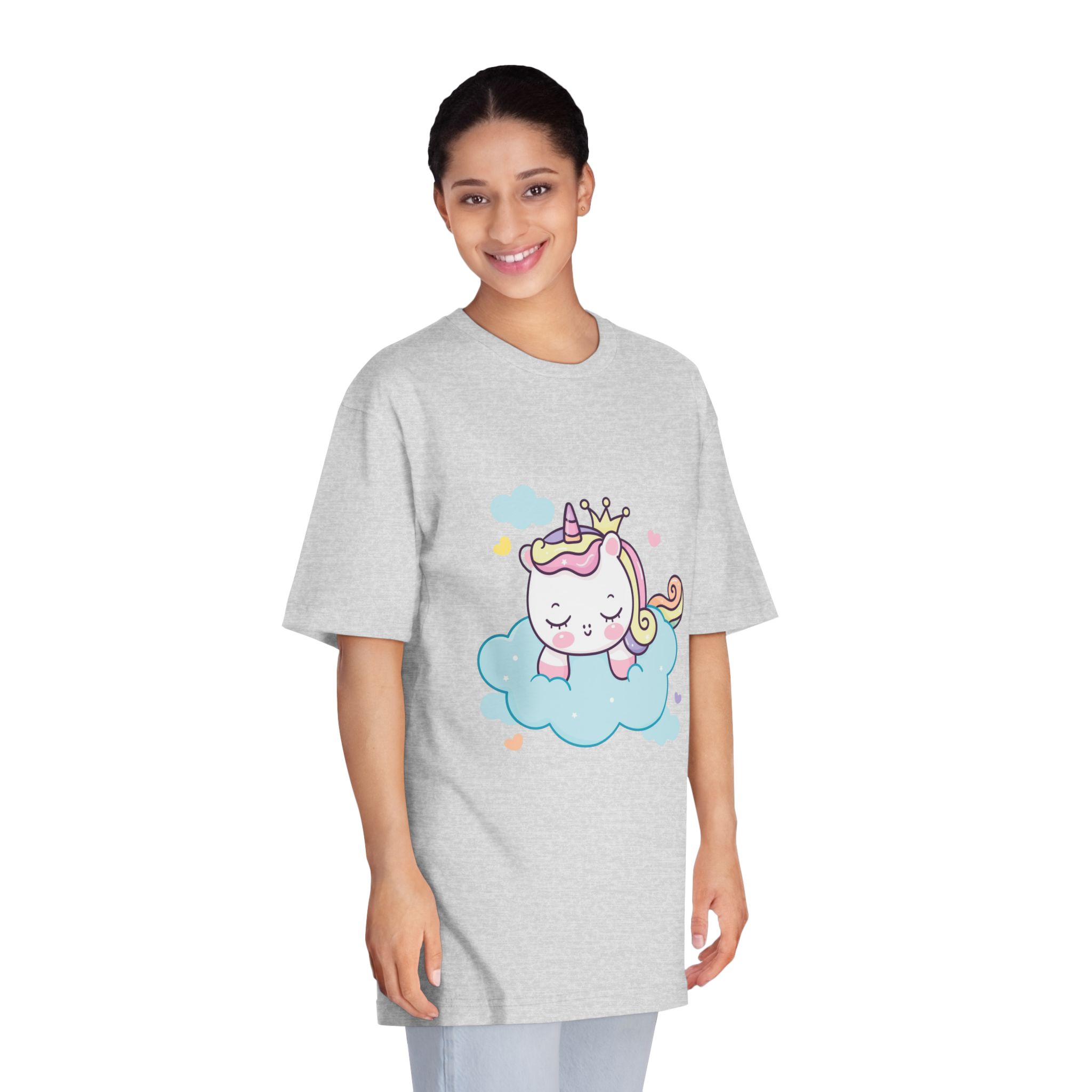 Cute Unicorn Princess Cartoon Sleep Cloud Kawaii Clipart Unisex Classic Crewneck T Shirt - Image 15