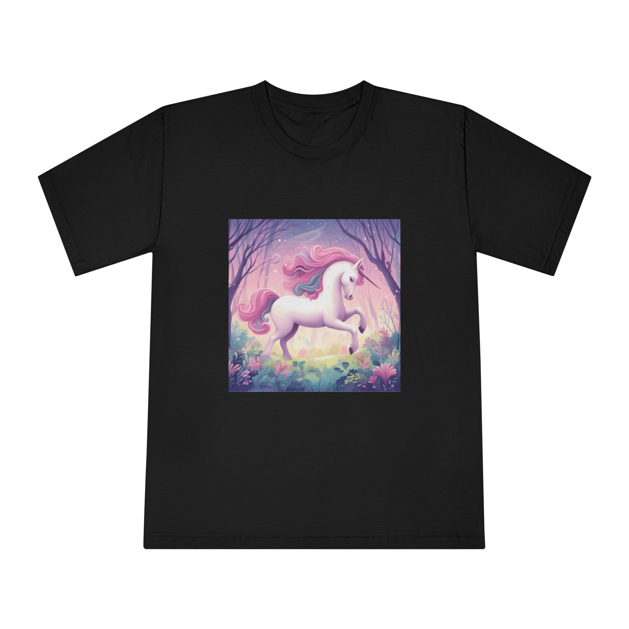 Beautiful Unicorn Running Magical Meadow Unicorn Background Images Whimsical Unicorn (4) Unisex Classic Crewneck T Shirt - Image 5