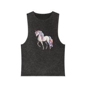 Fantasy Unicorn Isolated White Background (1) Unisex Stonewash Tank Top