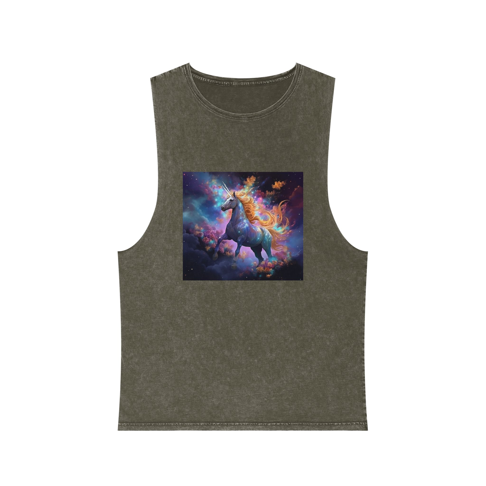 Unicorn Clouds With Rainbow Mane Star Field Generative Ai Unisex Stonewash Tank Top - Image 5