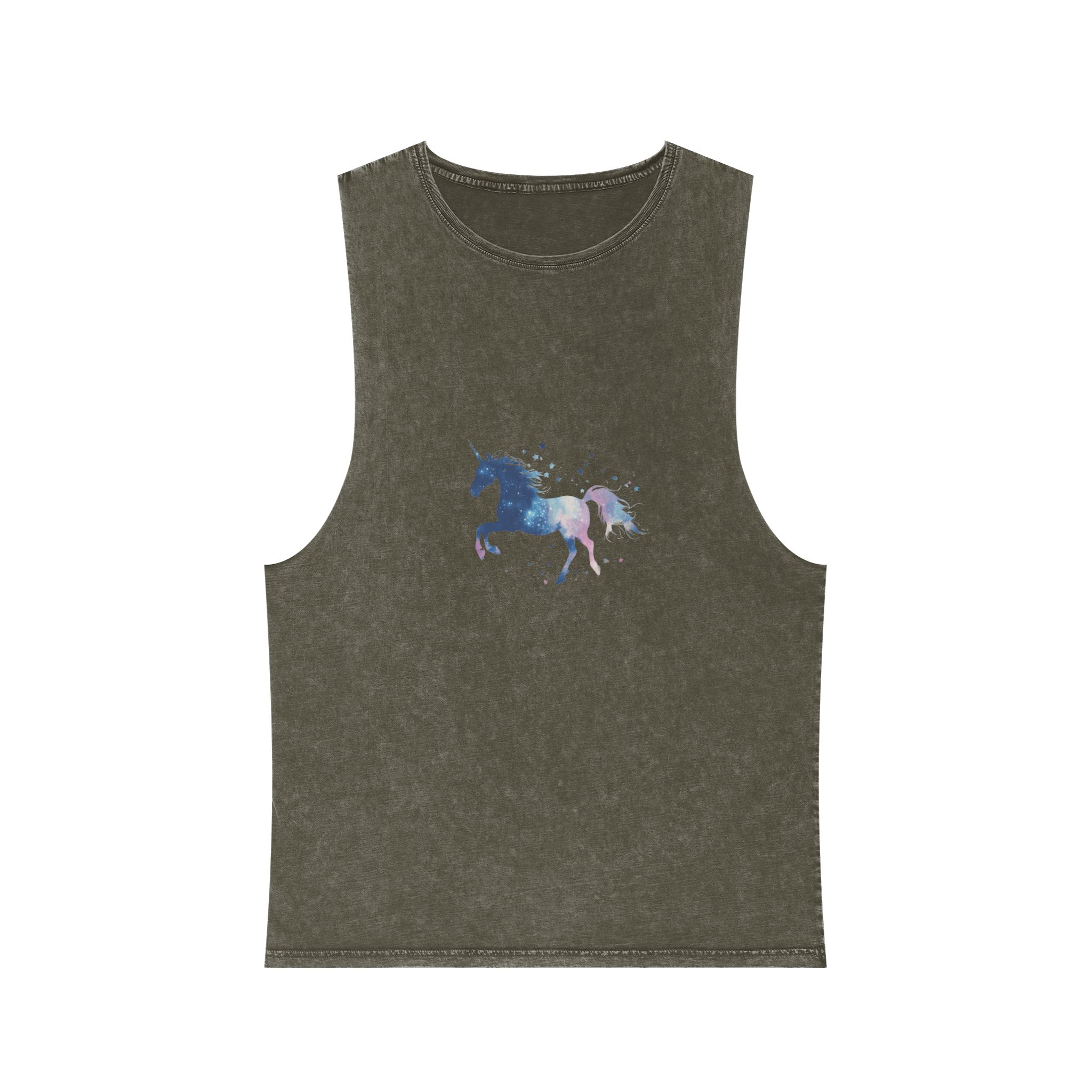 Celestial Unicorn Watercolor Painting Unisex Stonewash Tank Top - Image 5