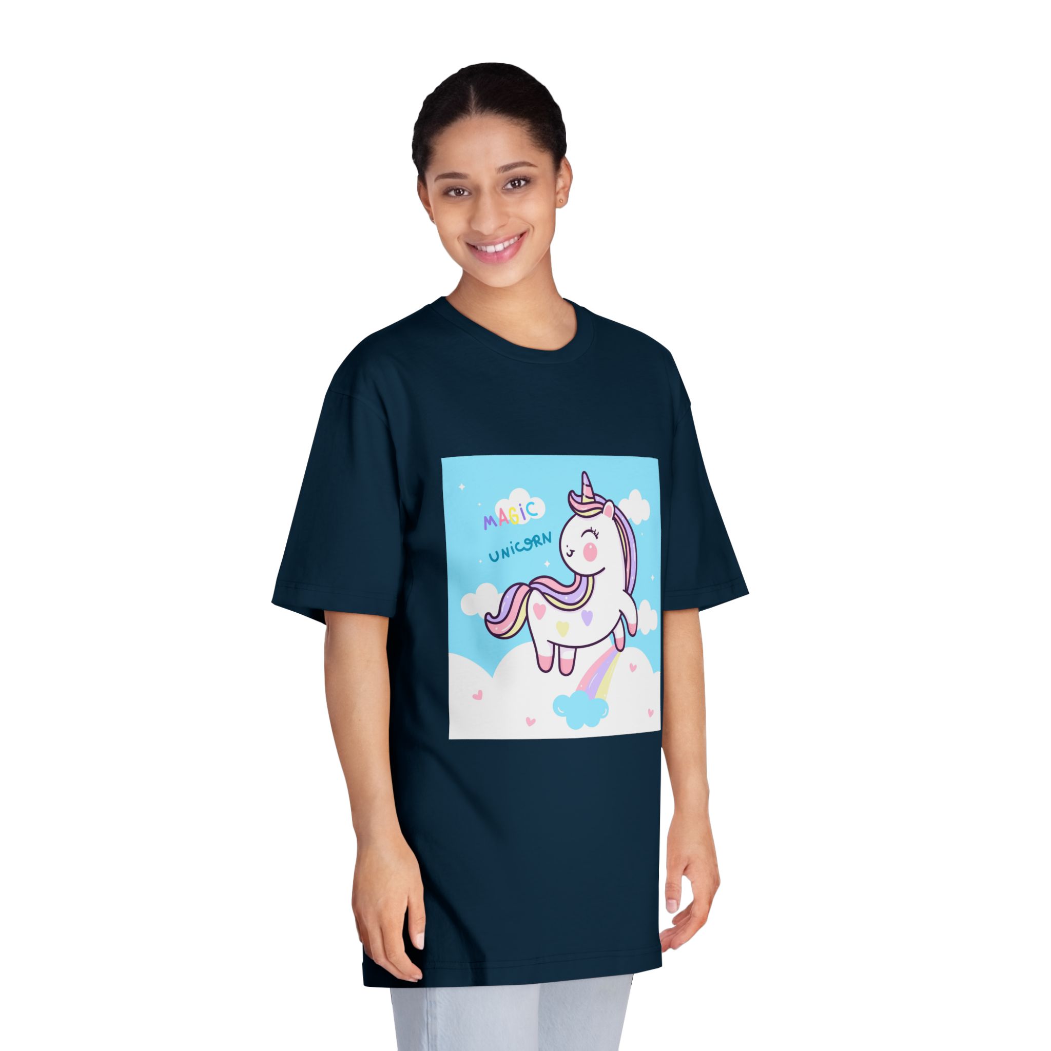 Unicorn Fly With Rainbow Kawaii Animal Unisex Classic Crewneck T Shirt - Image 19