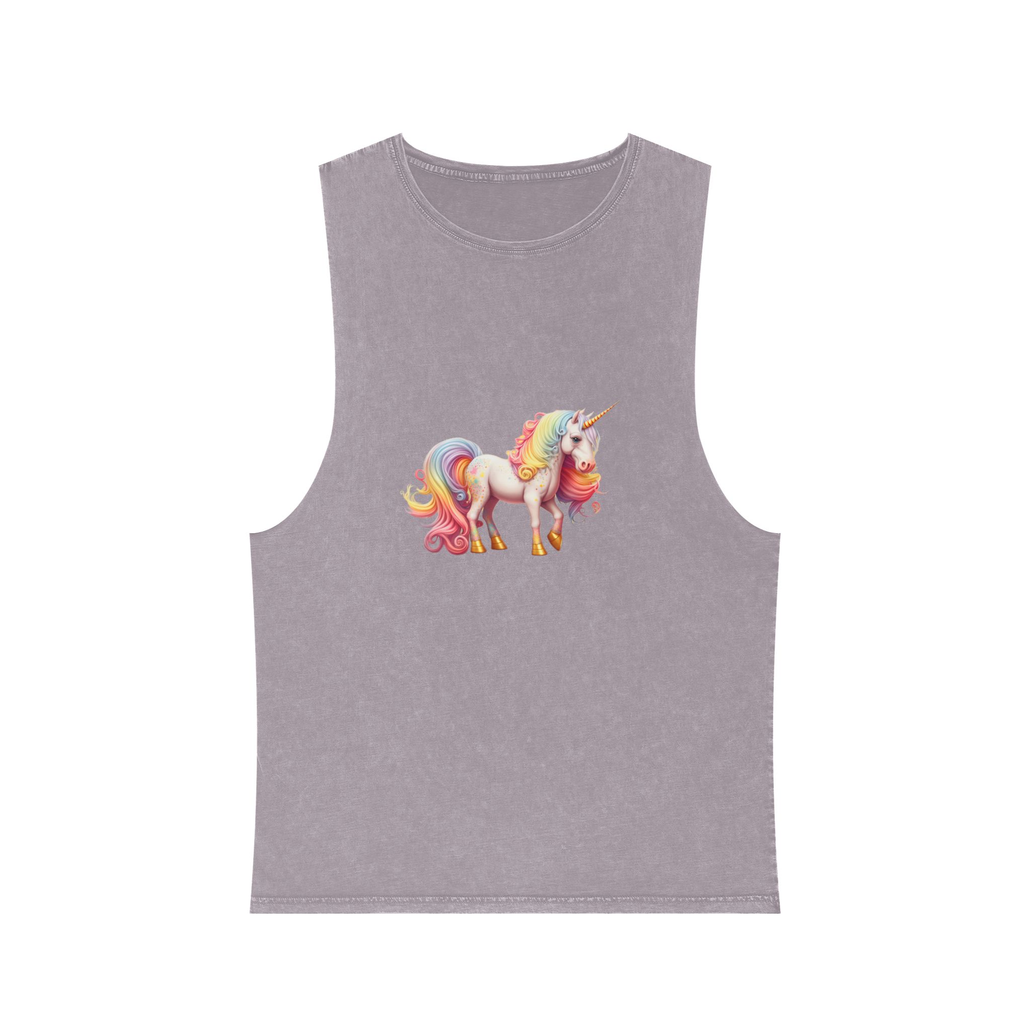 Cute Rainbow Unicorn Rainbow Colors Hair Fantasy Magic Unicorn Generative Ai Unisex Stonewash Tank Top - Image 17