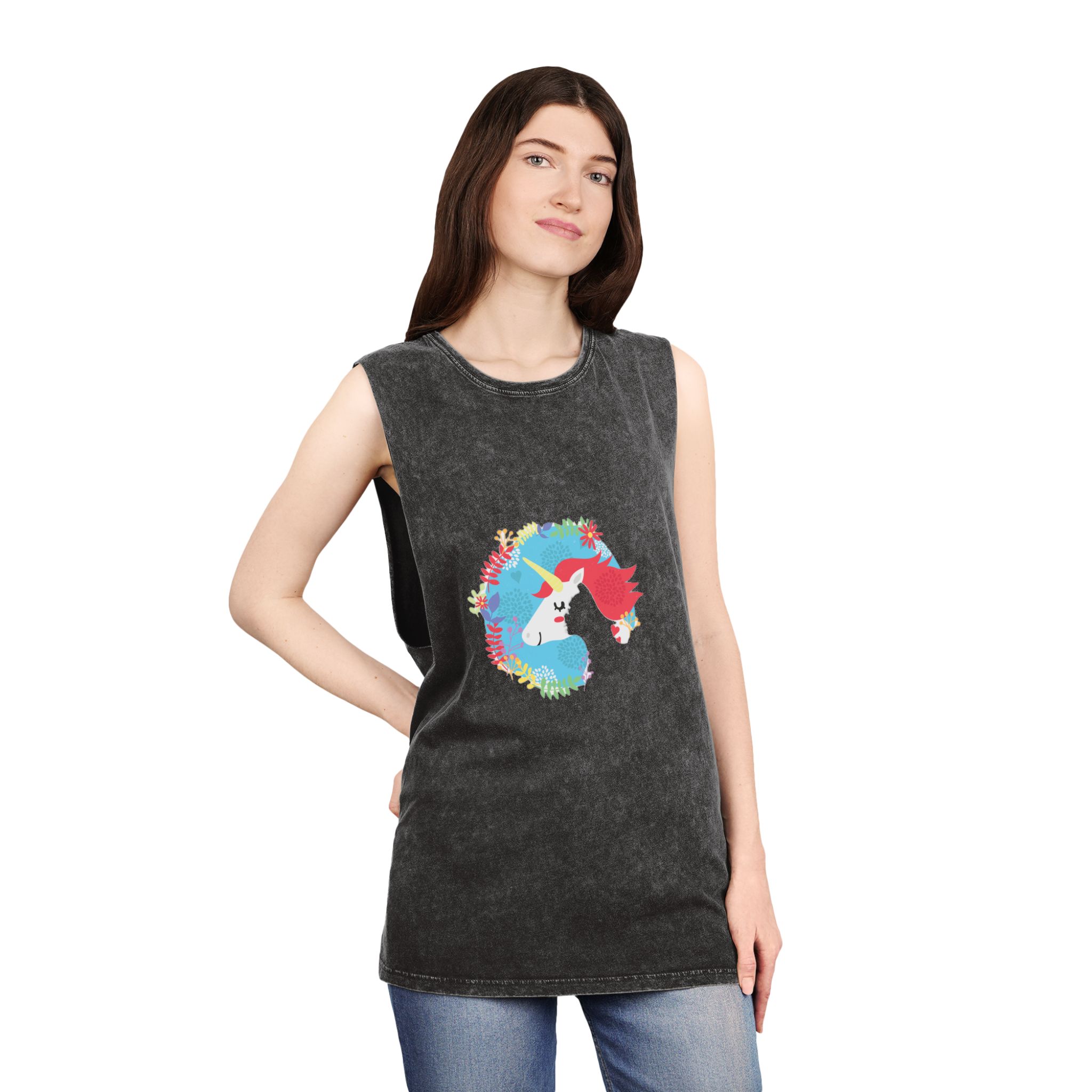 Unicorn V62 Unisex Stonewash Tank Top - Image 4