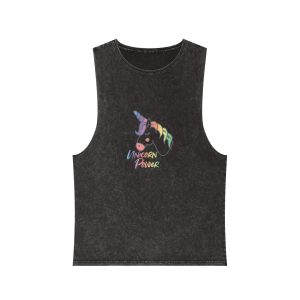 Cute Magical Unicorn Hand Drawn Illustration Unisex Stonewash Tank Top