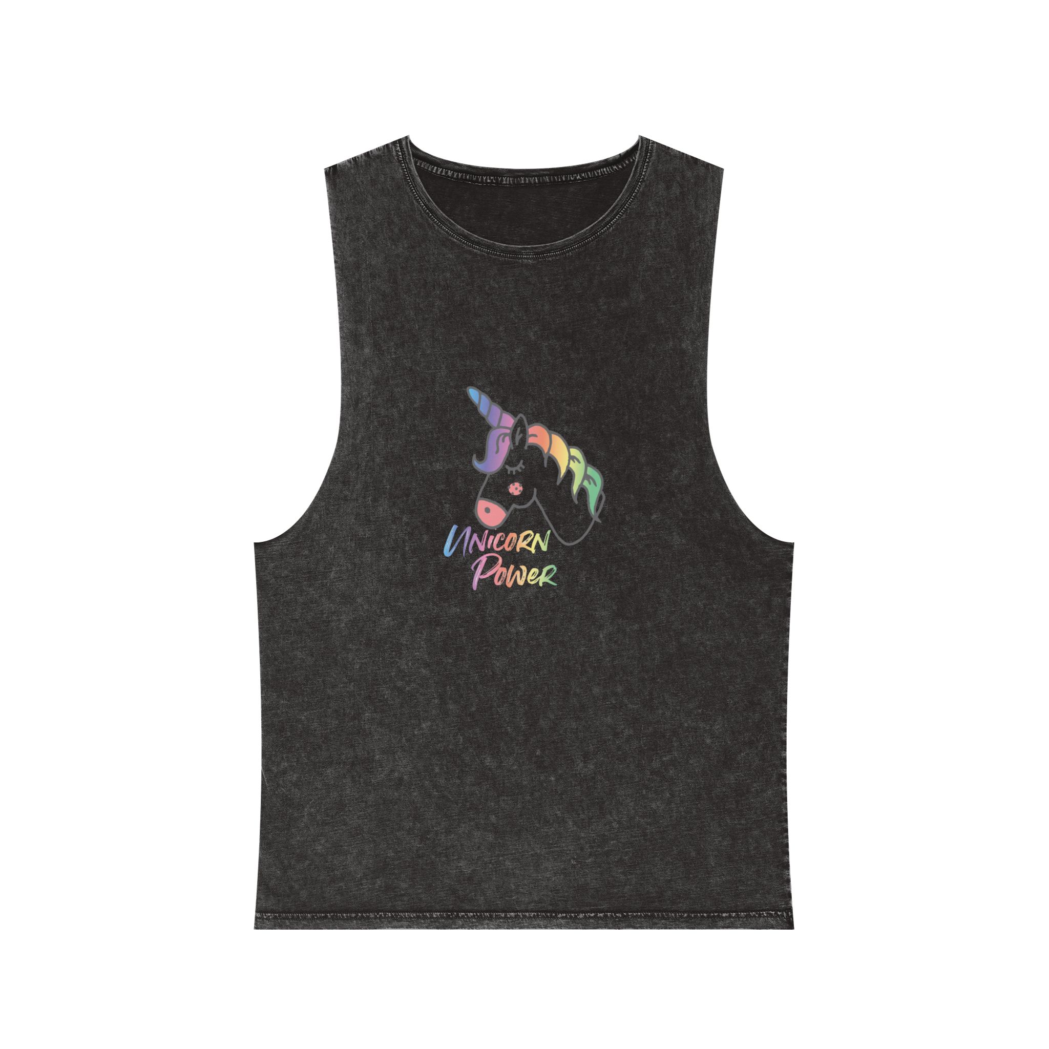 Cute Magical Unicorn Hand Drawn Illustration Unisex Stonewash Tank Top