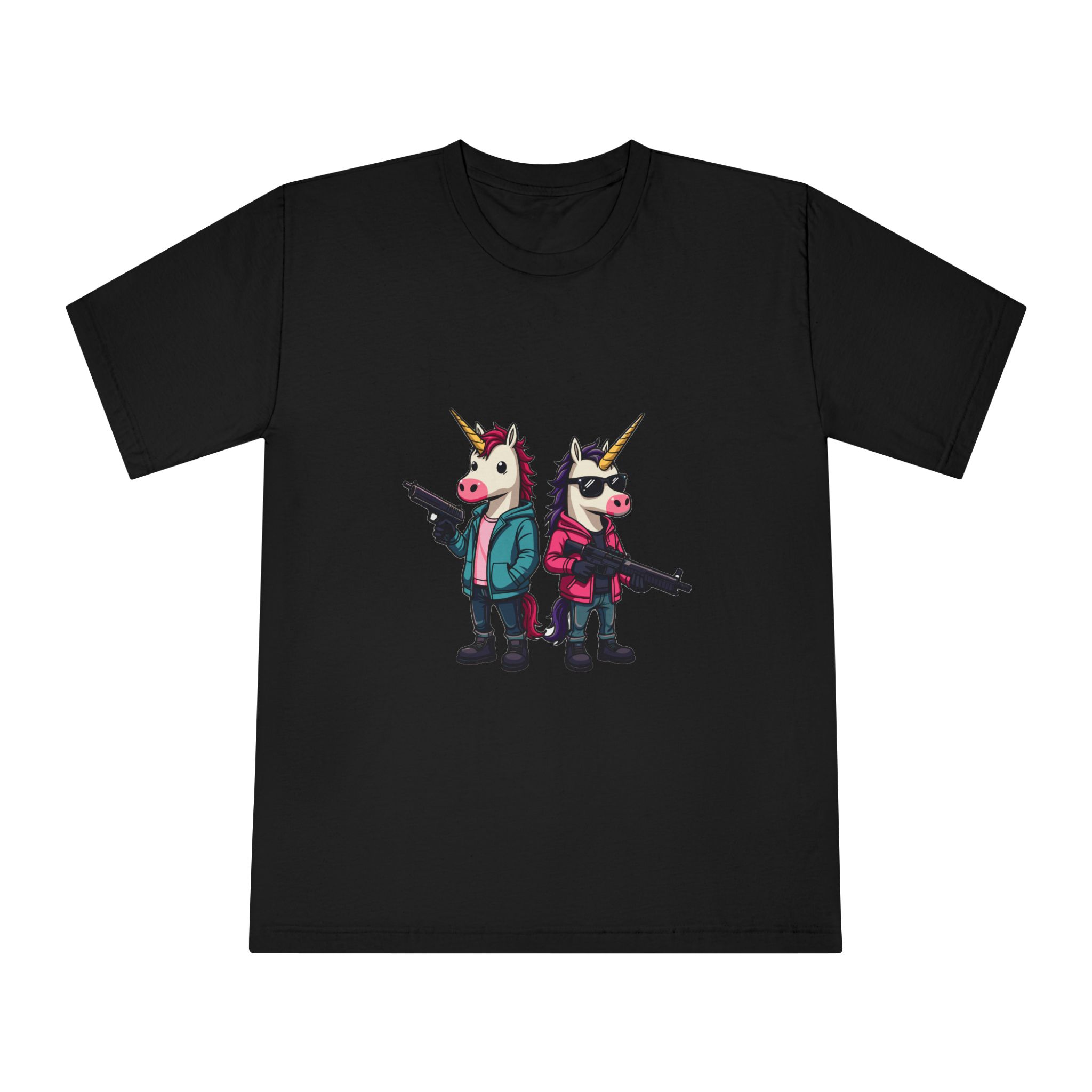 Two Unicorns With Horns Horns Standing Each Other Unisex Classic Crewneck T Shirt - Image 5