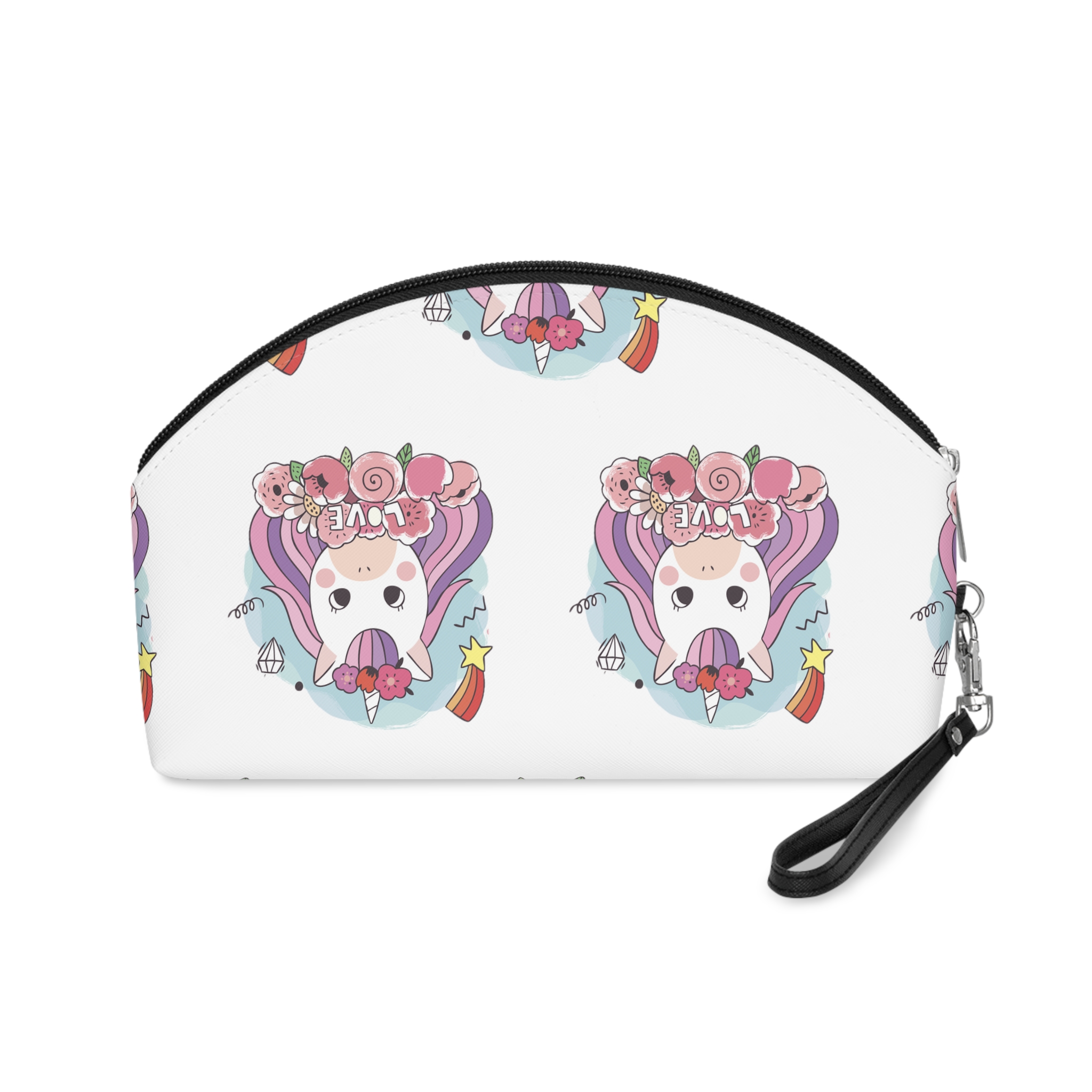 Cartoon Cute Sweet Unicorns Flower Makeup Bag - Image 2
