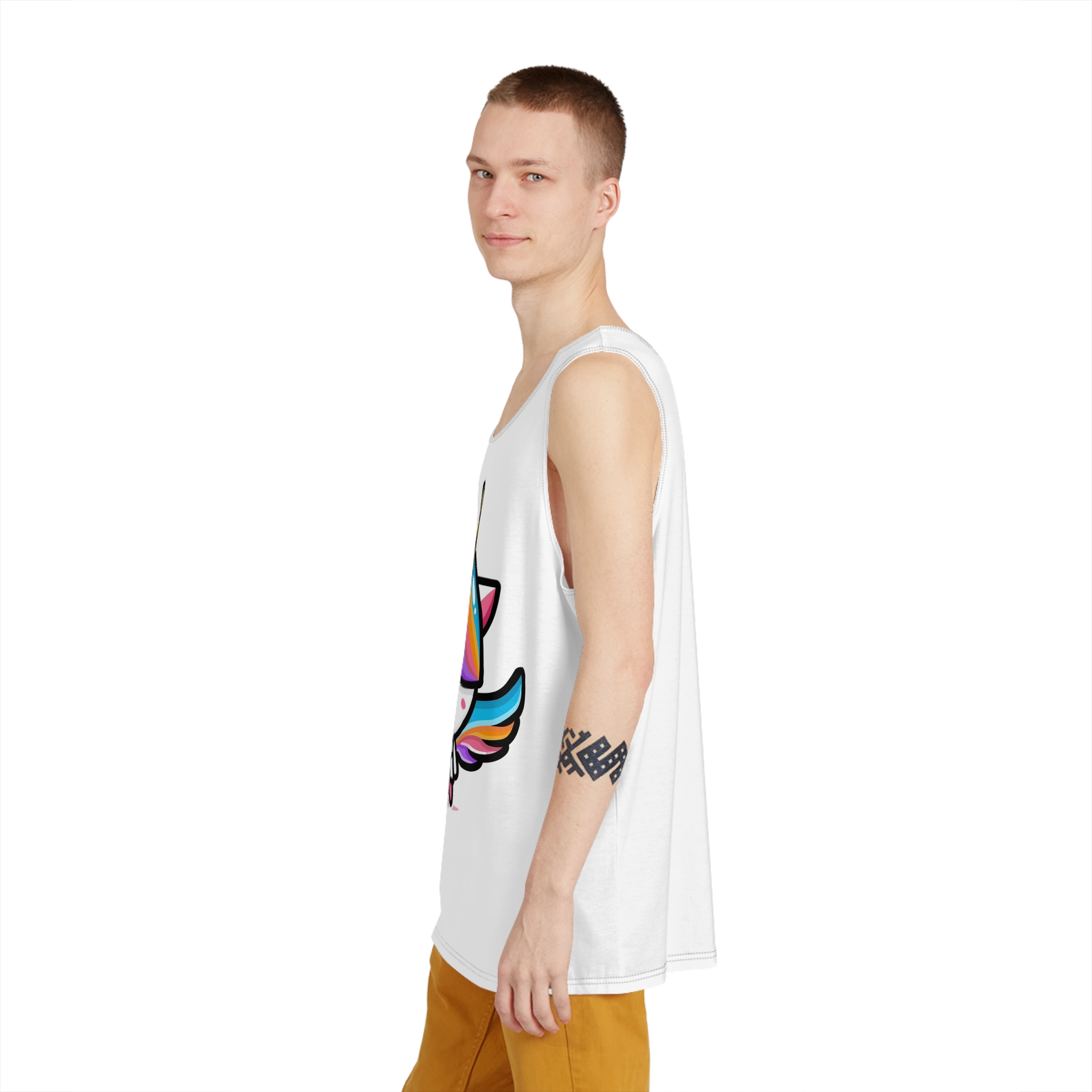 Cute Unicorn Mascot Design (4) Mens Tank Aop