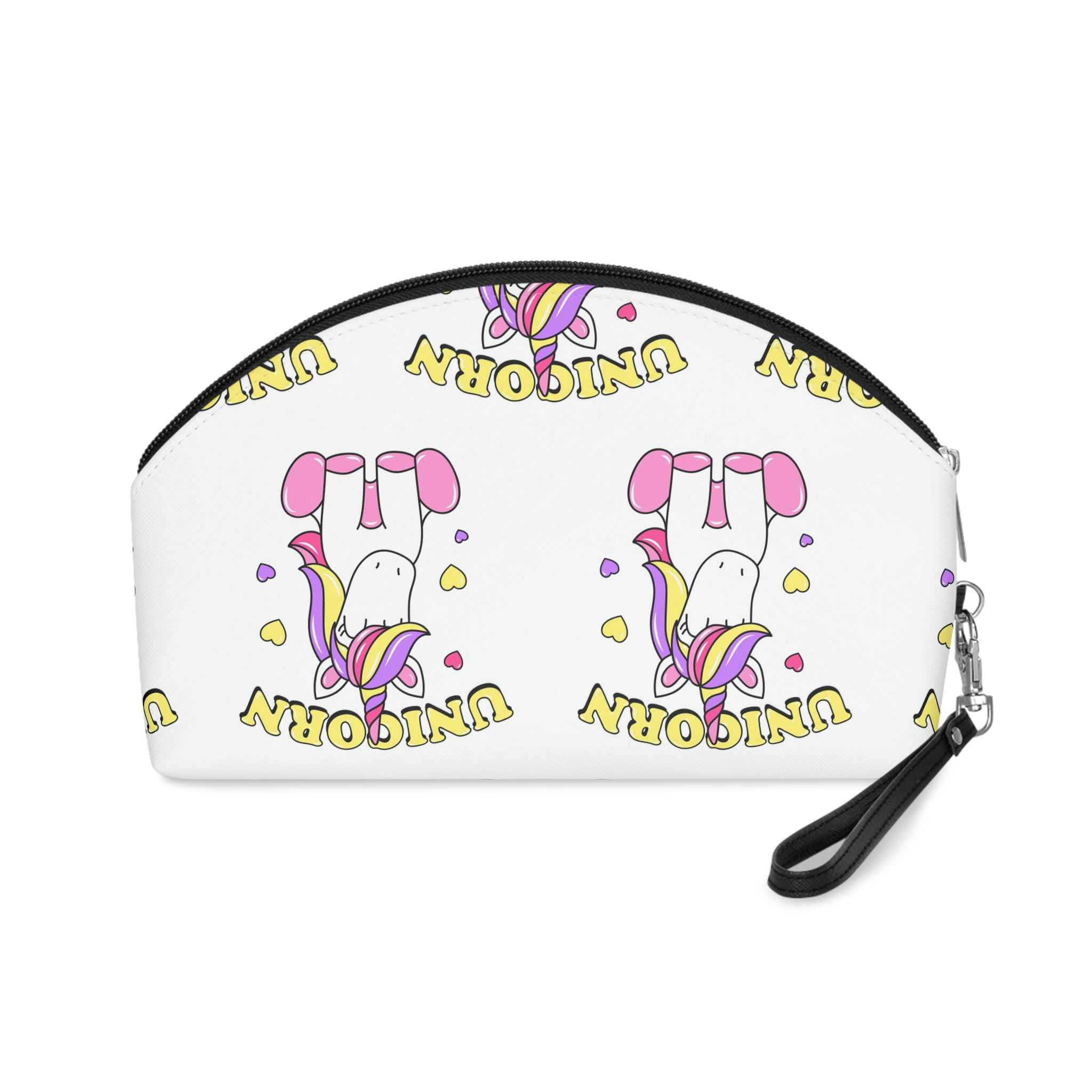 Cute Unicorn With Colorful Hair Hearts Makeup Bag - Image 2