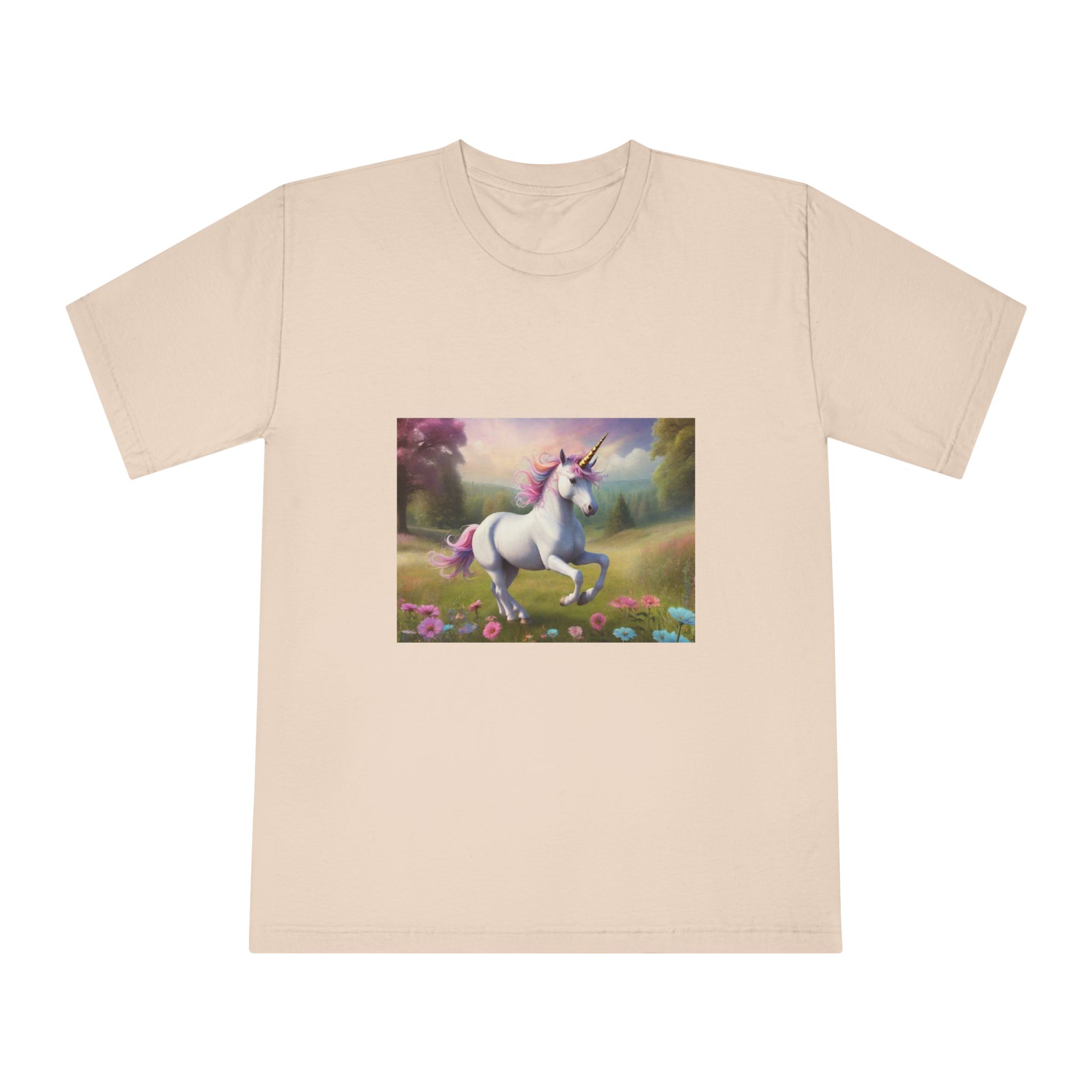 Beautiful Unicorn Running Magical Meadow Unicorn Background Images Whimsical Unicorn (85) Unisex Classic Crewneck T Shirt - Image 9