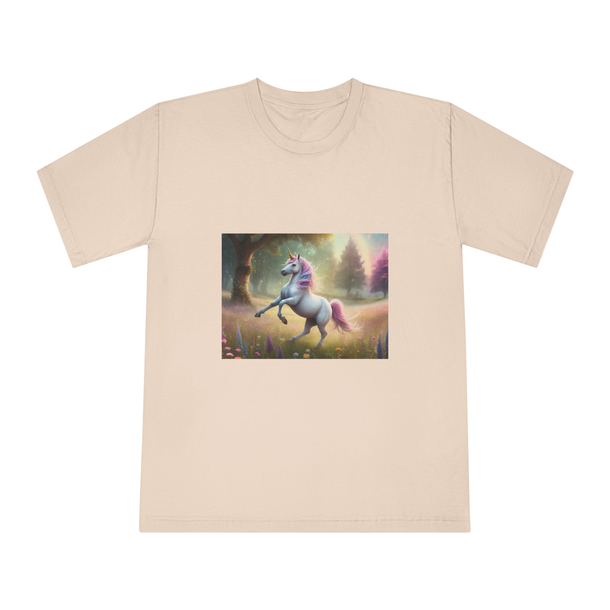 Beautiful Unicorn Running Magical Meadow Unicorn Background Images Whimsical Unicorn (8) Unisex Classic Crewneck T Shirt - Image 9