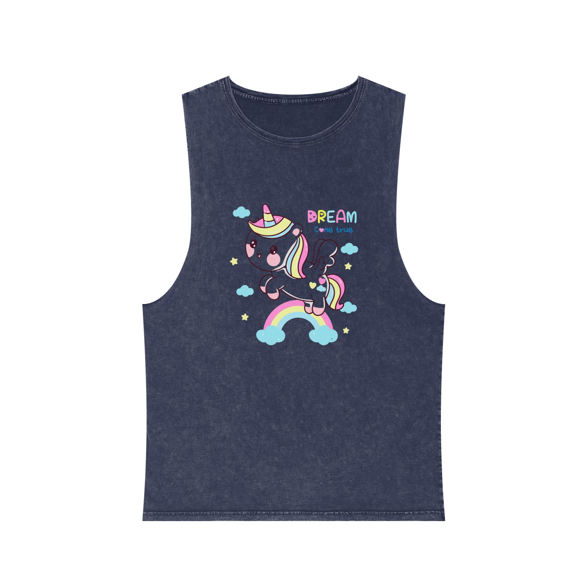 Cute Unicorn Pegasus Cartoon Fly Pastel Rainbow Kawaii Animal Unisex Stonewash Tank Top - Image 13