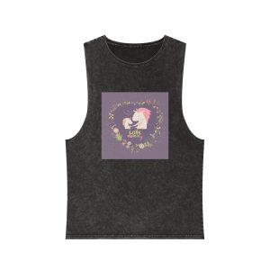Cute Small Unicorn With Mom Wreath Unisex Stonewash Tank Top