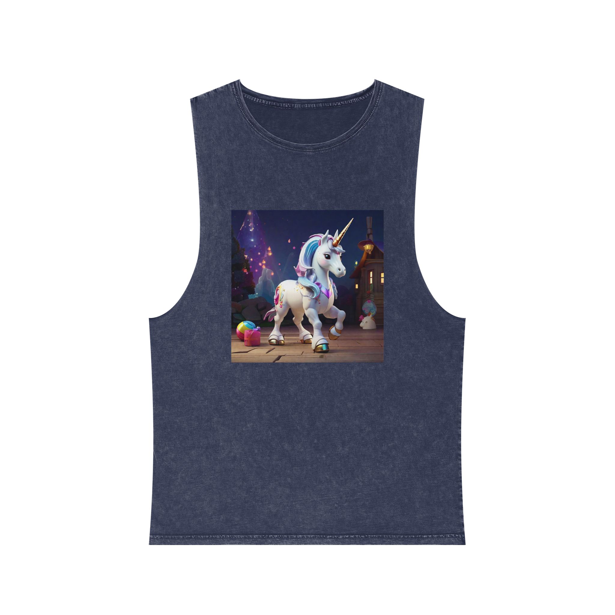 Animated Unicorn Children Generated By Ai (15) Unisex Stonewash Tank Top - Image 13