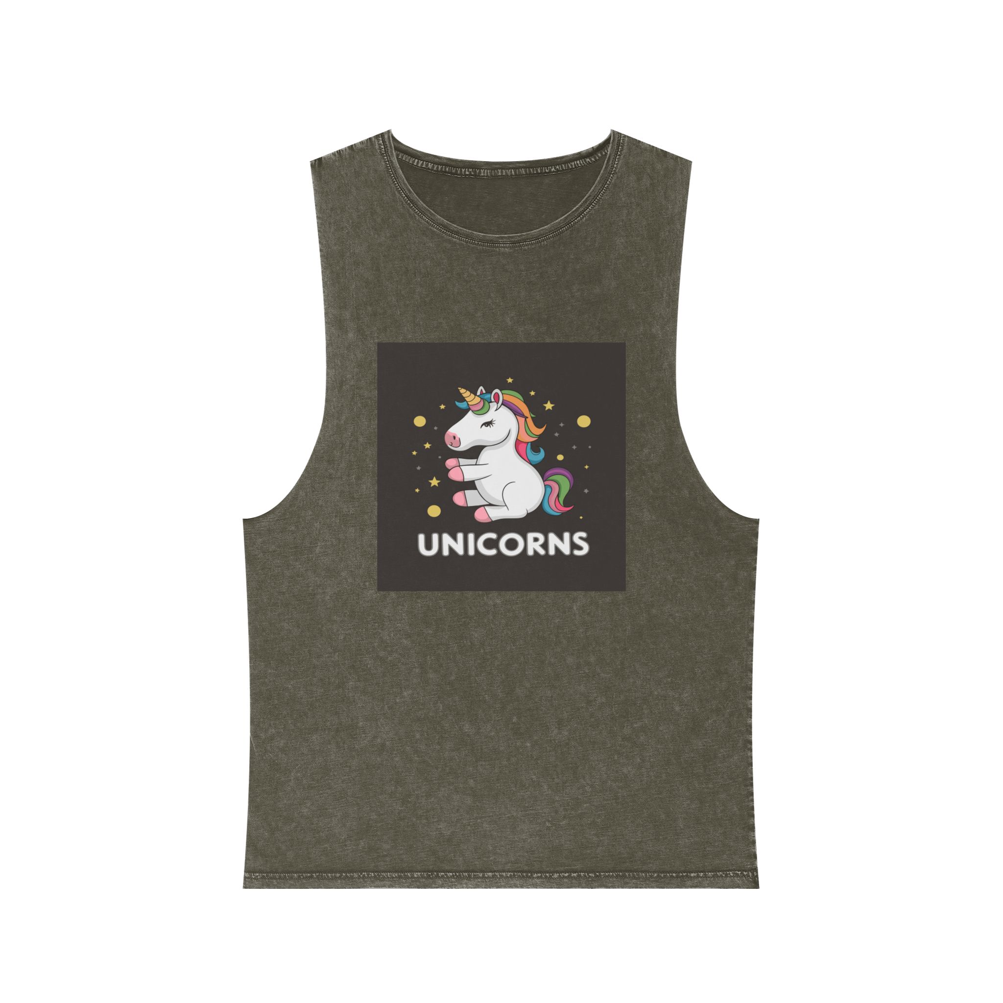 Cute Unicorn Illustration T Shirt Design Unicorn Vector Unicorn Princess Cartoon Vector Unisex Stonewash Tank Top - Image 5