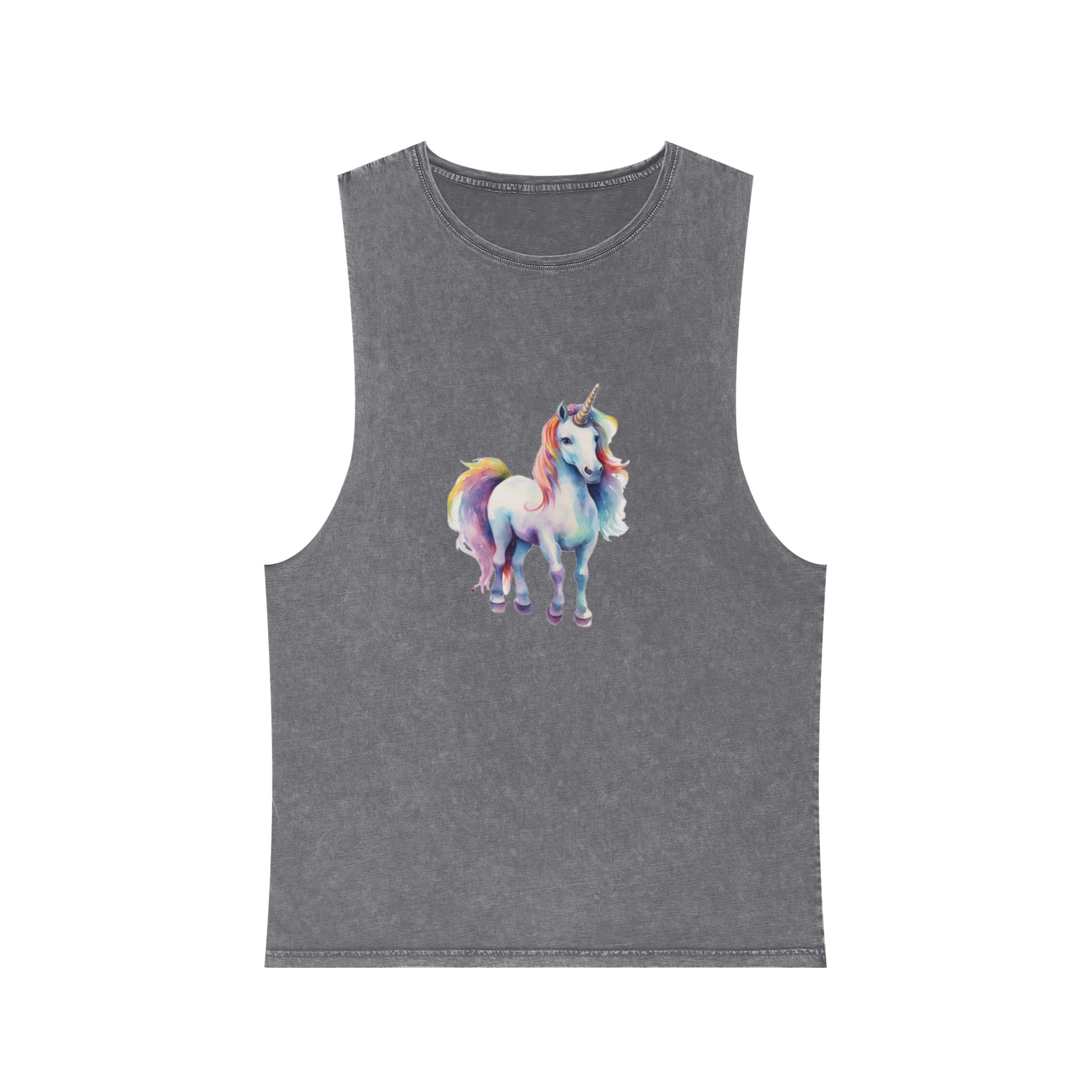 Painting Unicorn With Colorful Mane Long Mane Generative Ai Unisex Stonewash Tank Top - Image 9