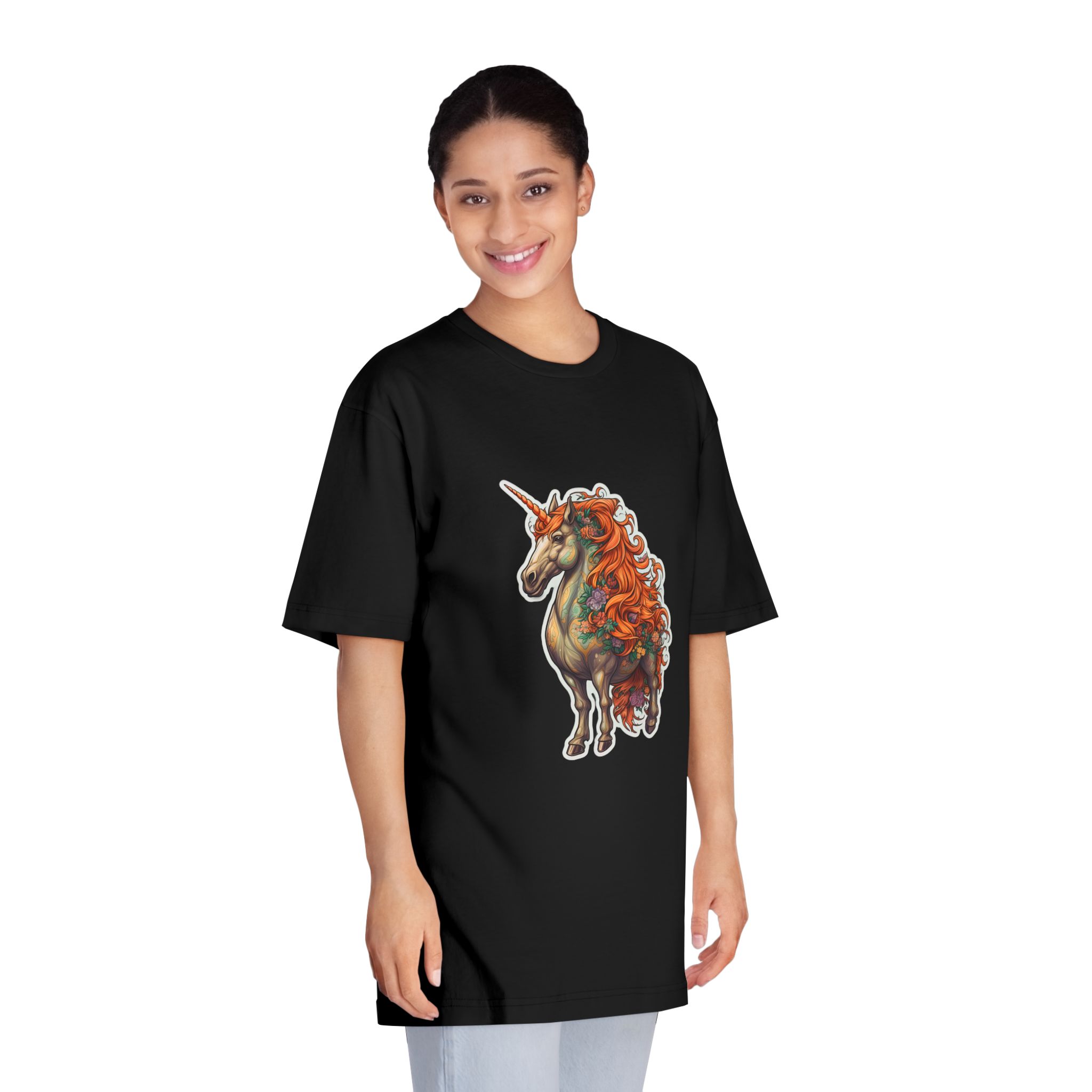 Drawing Unicorn With Flowers Picture Unicorn Unisex Classic Crewneck T Shirt - Image 7