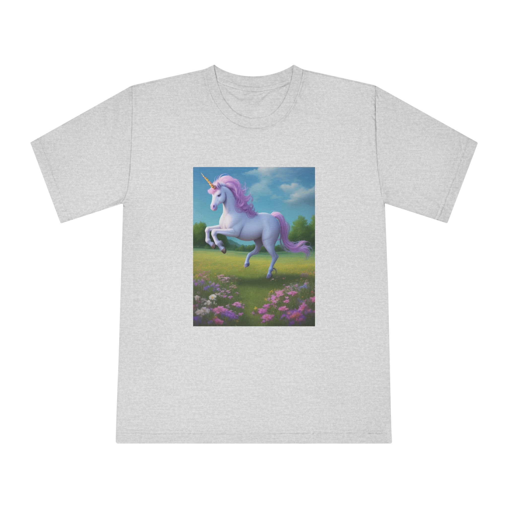 Beautiful Unicorn Running Magical Meadow Unicorn Background Images Whimsical Unicorn (3) Unisex Classic Crewneck T Shirt - Image 13