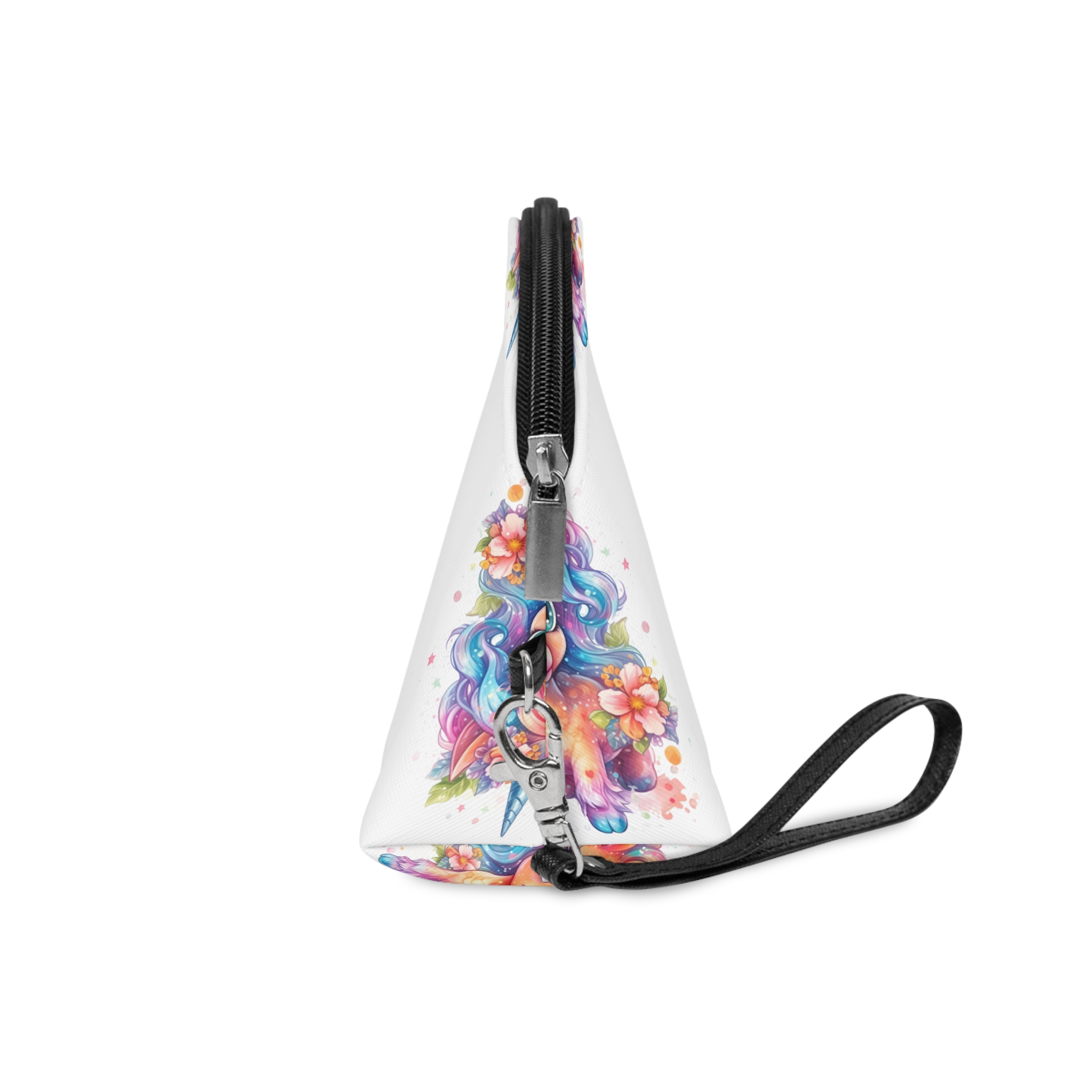 Cute Colorful Magic Unicorn With Flowers Watercolor Style (1) Copia Makeup Bag - Image 3