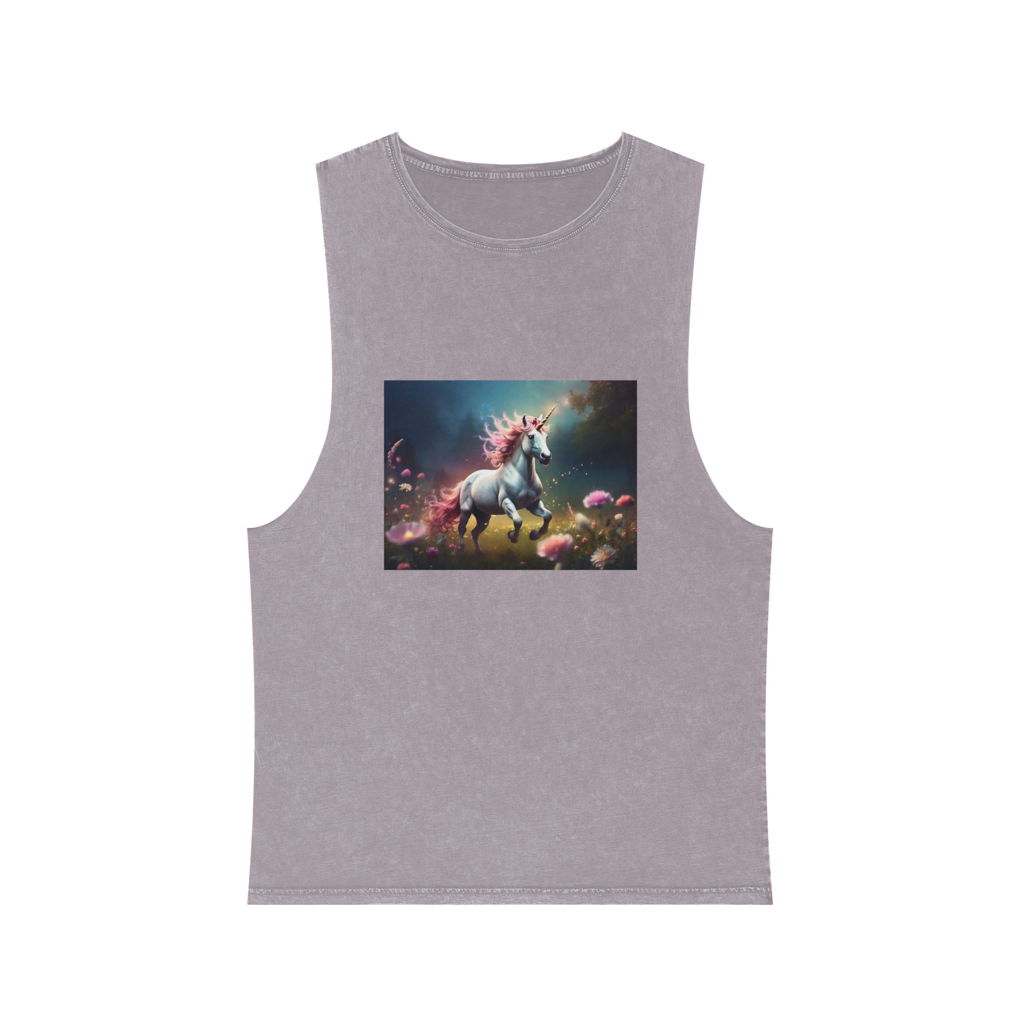 Beautiful Unicorn Running Magical Meadow Unicorn Background Images Whimsical Unicorn (22) Unisex Stonewash Tank Top - Image 17