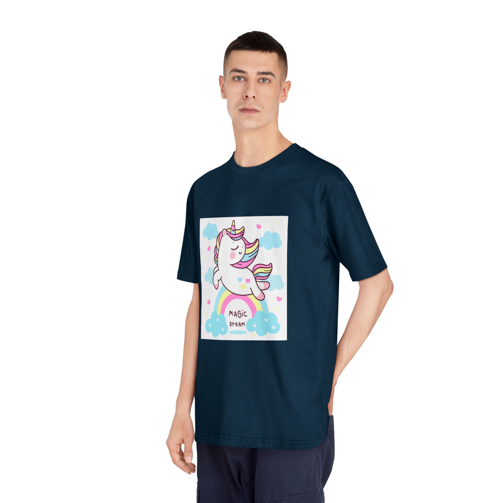 Cute Unicorn Pegasus Vector Fly On Sky With Rainbow Sweet Heart and Cloud Pony Cartoon Pastel Background Valentines Day (còpia) Unisex Classic Crewneck T Shirt - Image 20