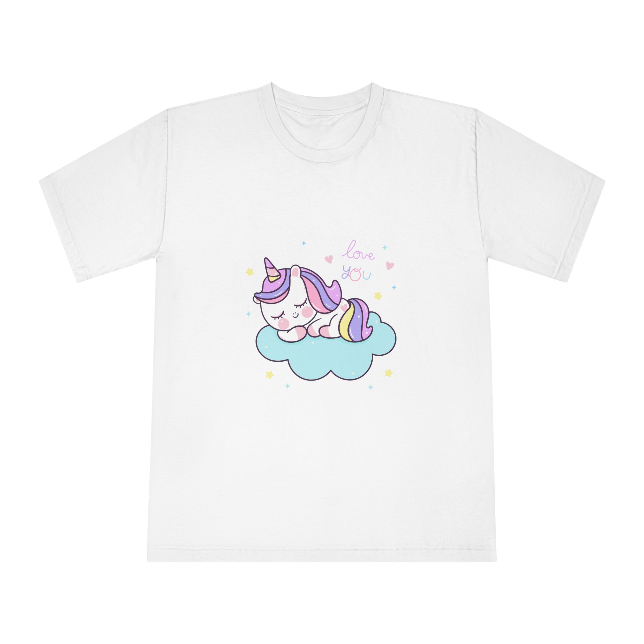 Cute Unicorn Sleep Cartoon Cloud Sweet Dream Kawaii Hand Drawn Unisex Classic Crewneck T Shirt